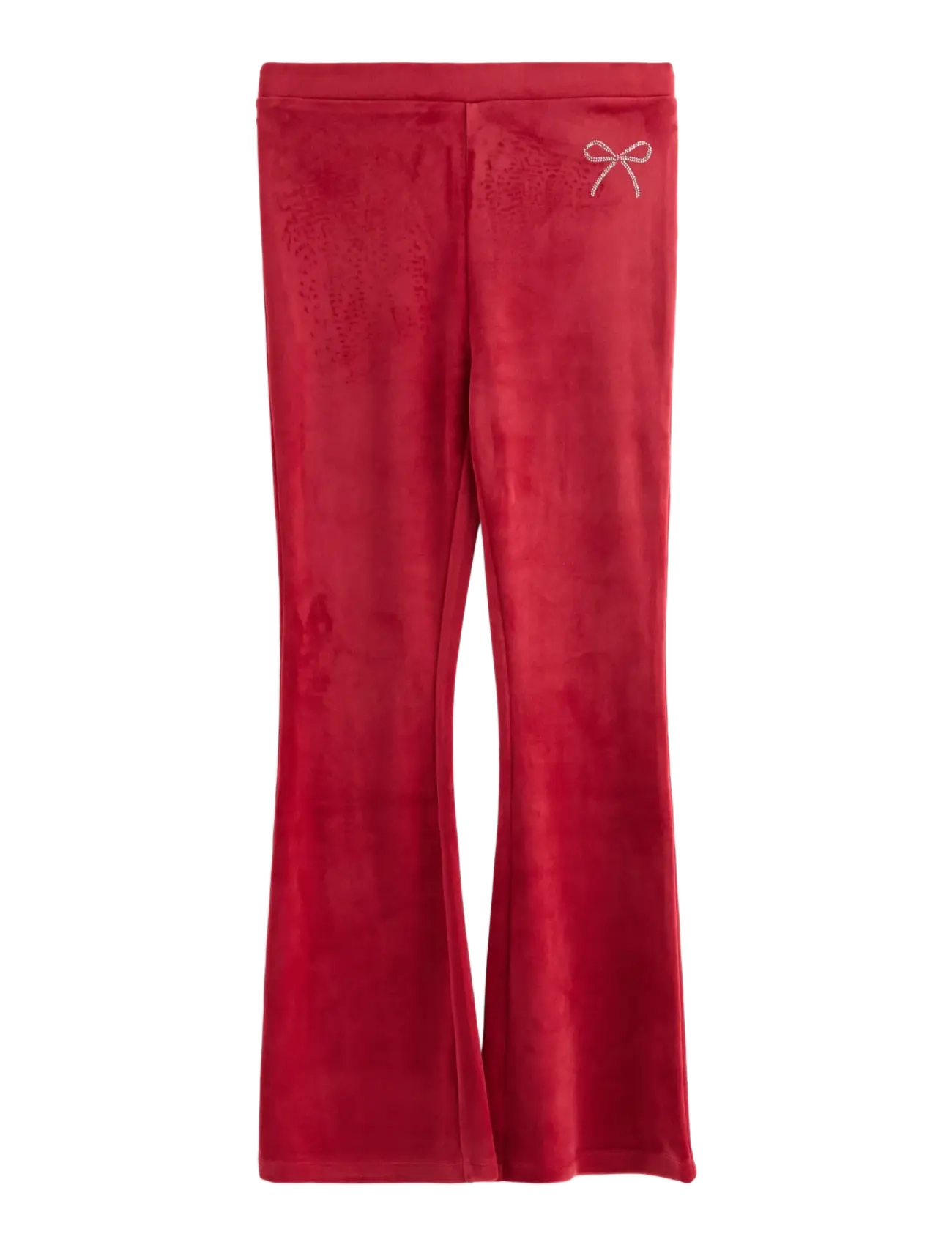 Lindex Trousers flare velour holiday - Weihnachtskleidung - DARK RED / red
