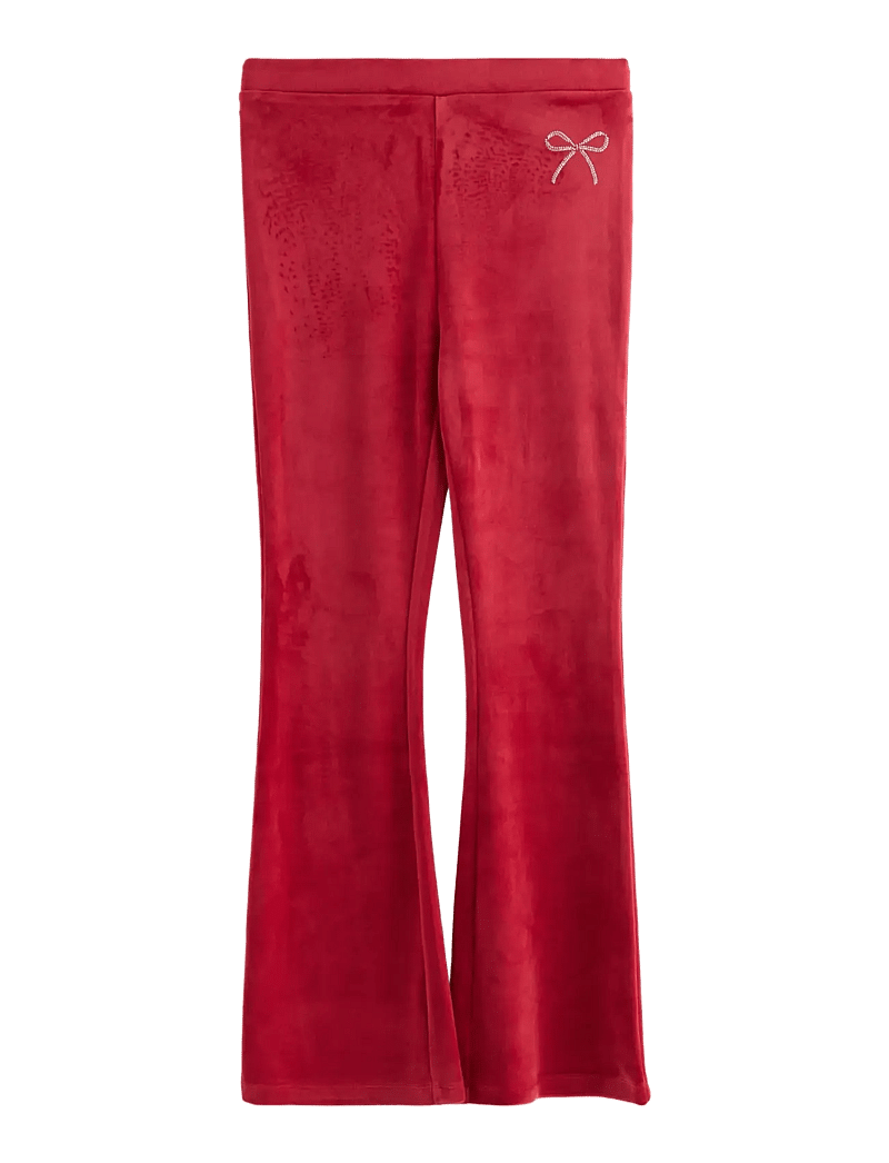 Lindex - Trousers flare velour holiday - sweatpants - dark red - 1