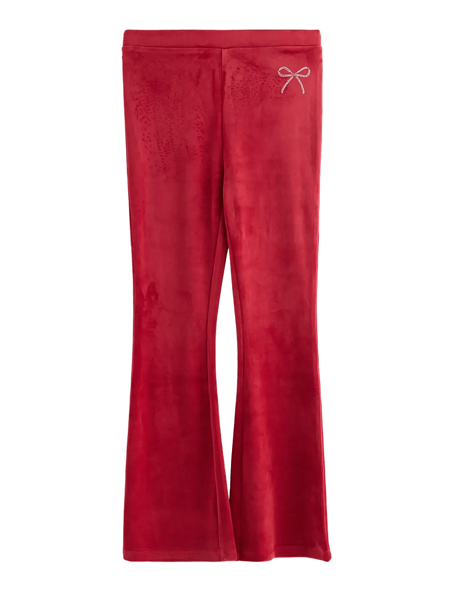 Lindex - Flared bukser i velour - mjukisbyxor - dark red - 1