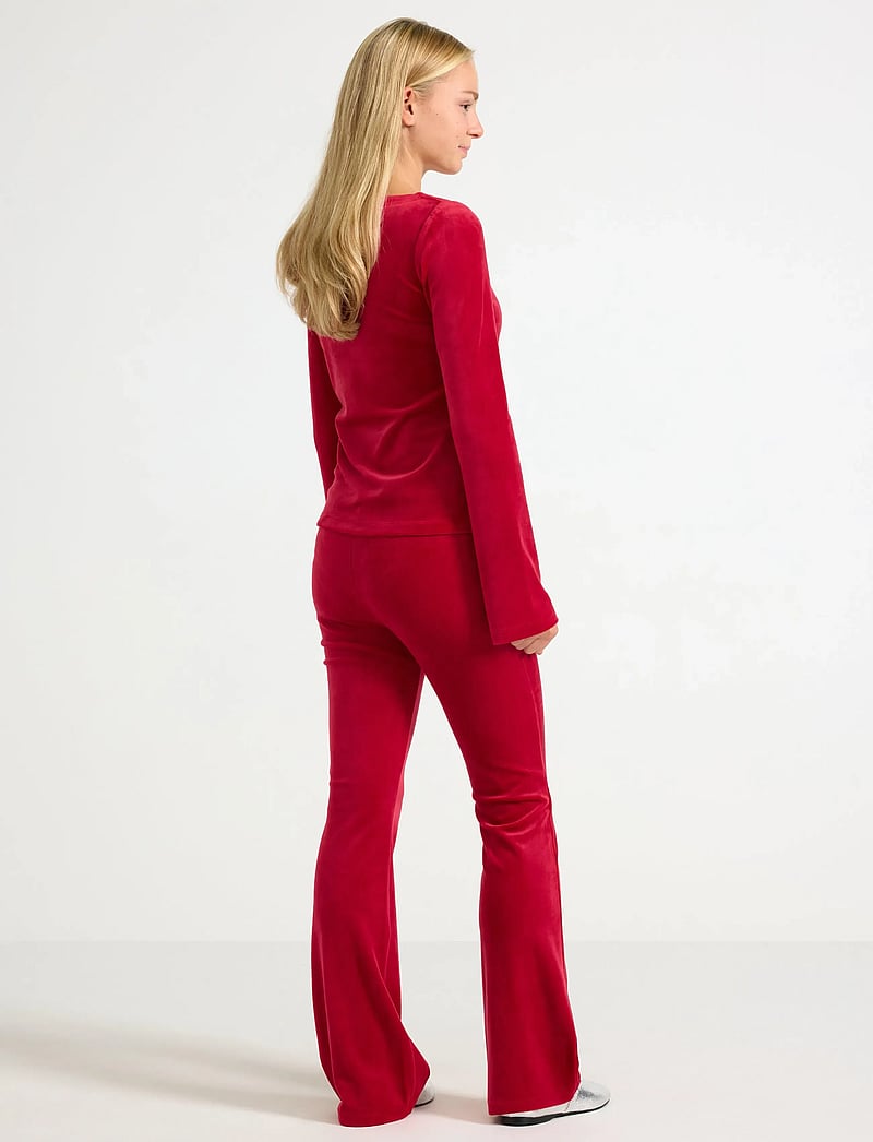 Lindex - Trousers flare velour holiday - sweatpants - dark red - 3