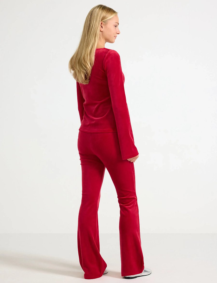 Lindex - Flared bukser i velour - mjukisbyxor - dark red - 3