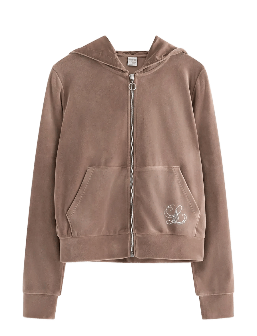 Lindex - Hettegenser i velur - kapuzenpullover - dark khaki - 1