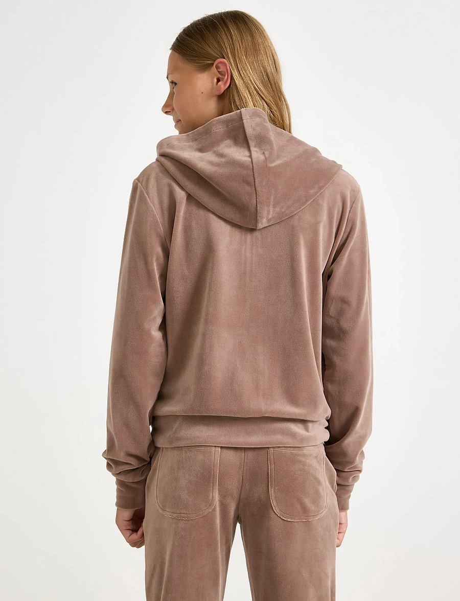 Lindex - Hettegenser i velur - kapuzenpullover - dark khaki - 3