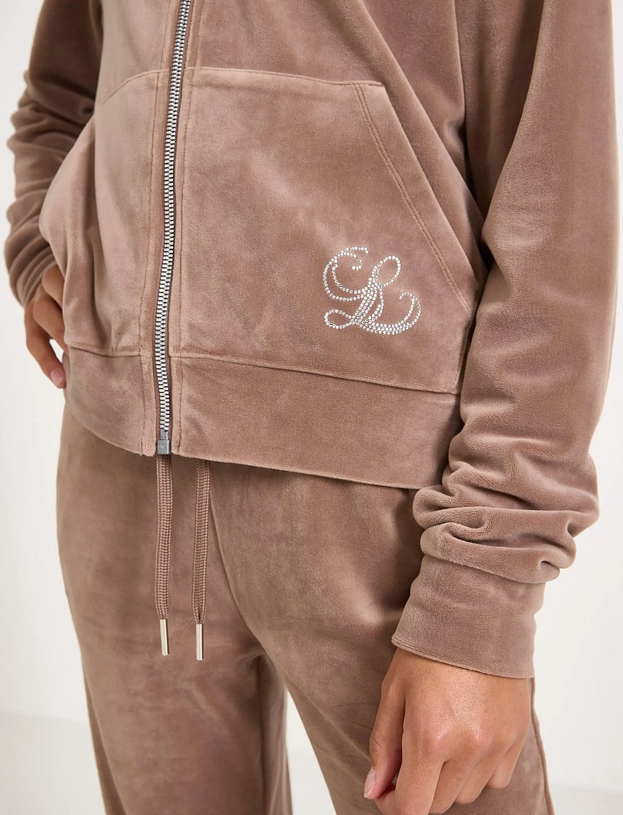 Lindex - Hettegenser i velur - kapuzenpullover - dark khaki - 4