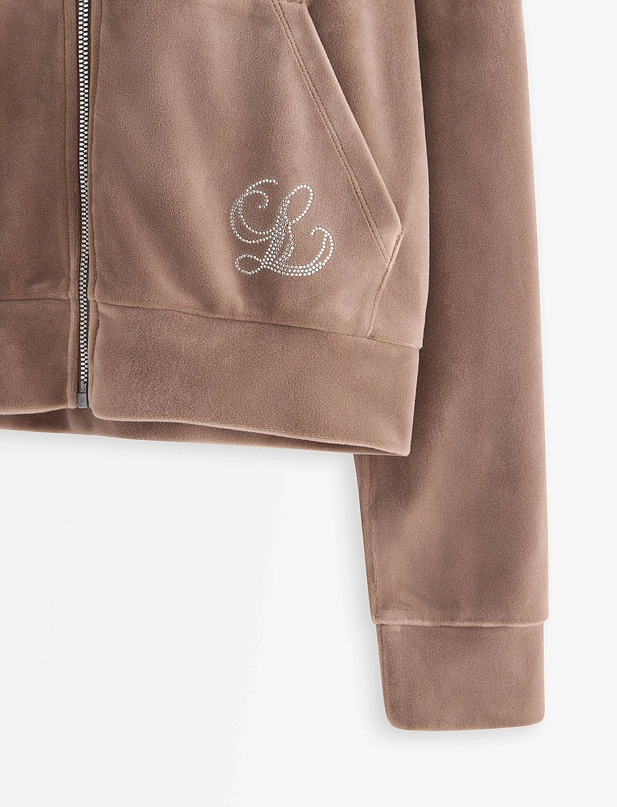 Lindex - Hettegenser i velur - kapuzenpullover - dark khaki - 5