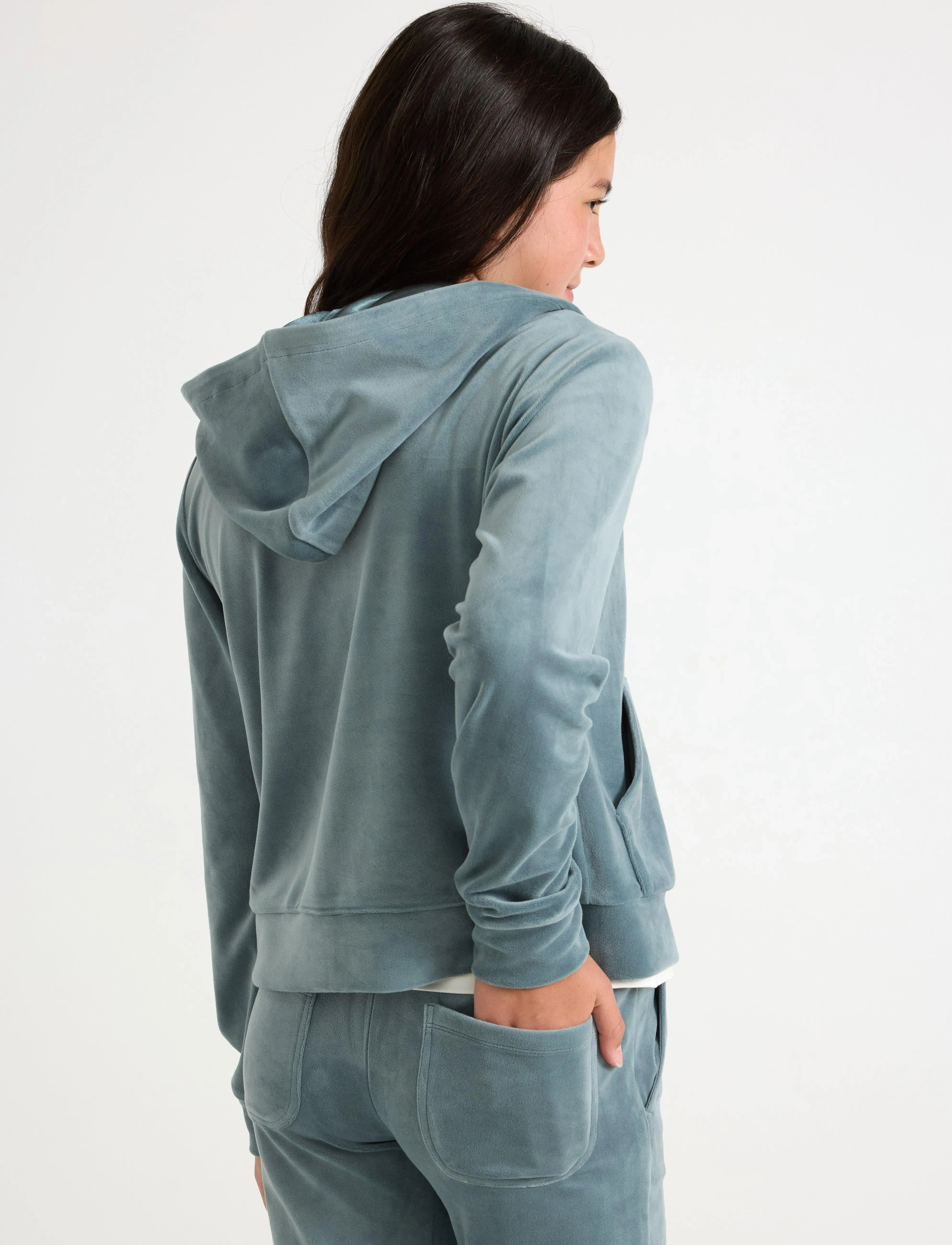 Lindex - Hettegenser i velur - kapuutsiga dressipluusid - dusty aqua - 3