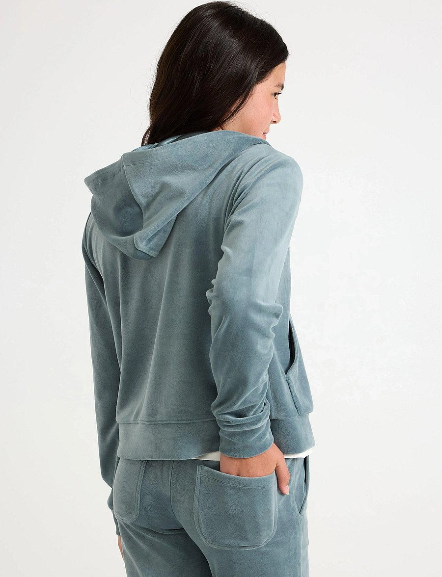 Lindex - Hettegenser i velur - kapuzenpullover - dusty aqua - 3
