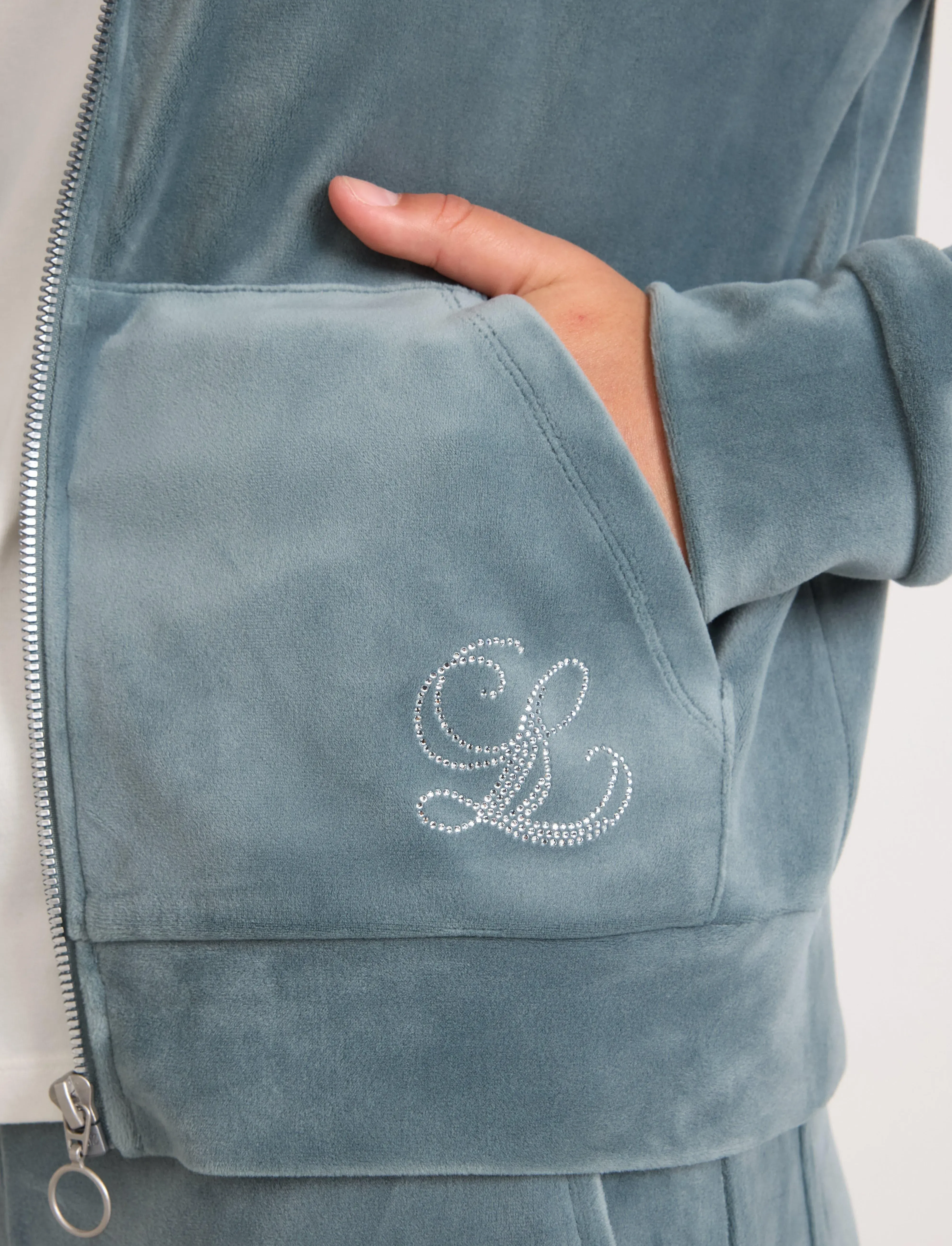 Lindex - Hettegenser i velur - kapuutsiga dressipluusid - dusty aqua - 4