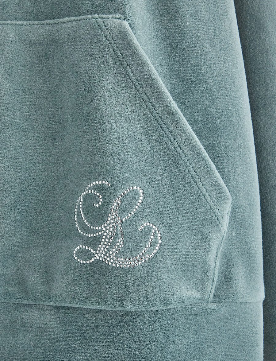 Lindex - Hettegenser i velur - kapuzenpullover - dusty aqua - 5
