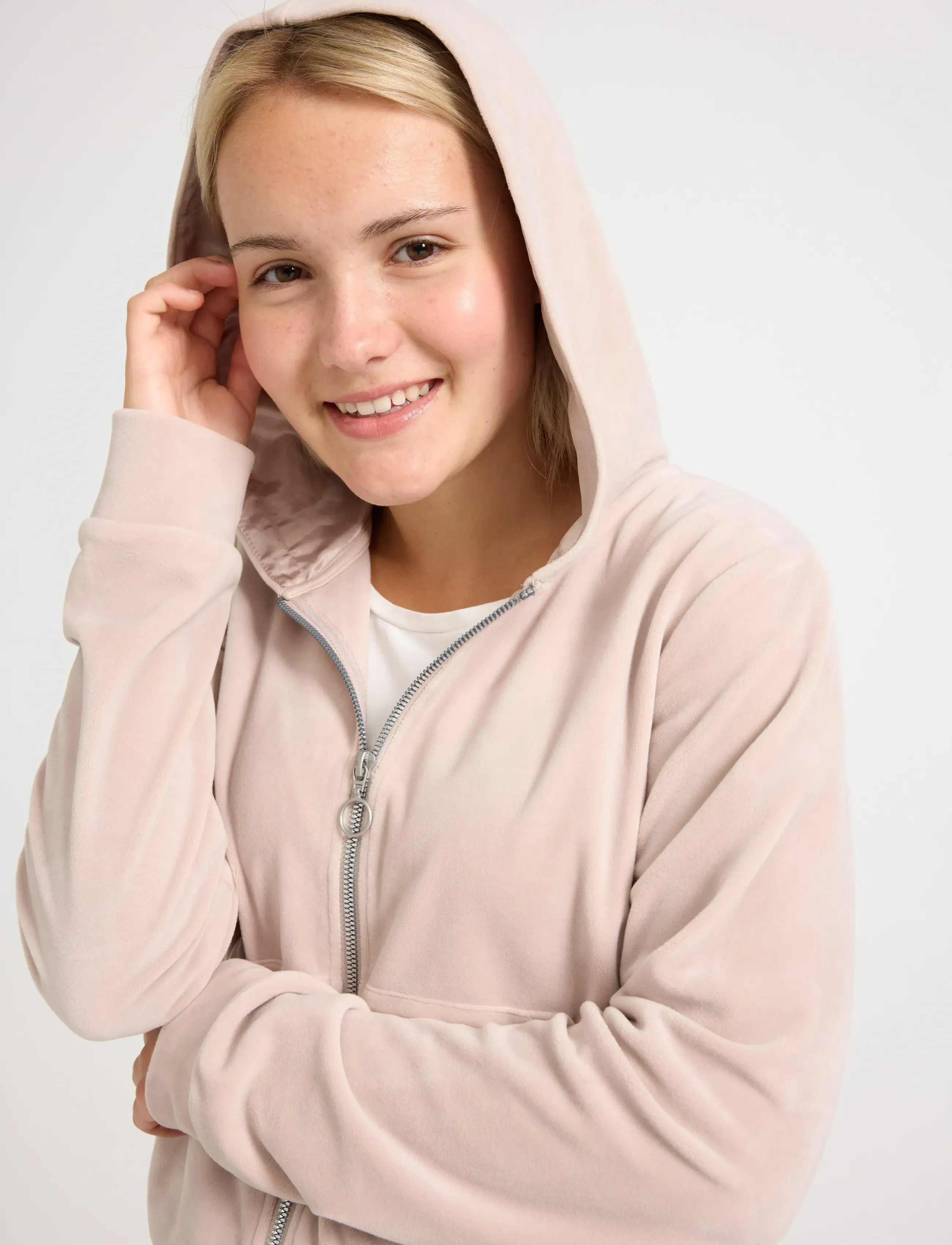 Lindex - Hettegenser i velur - hættetrøjer - light grey - 4