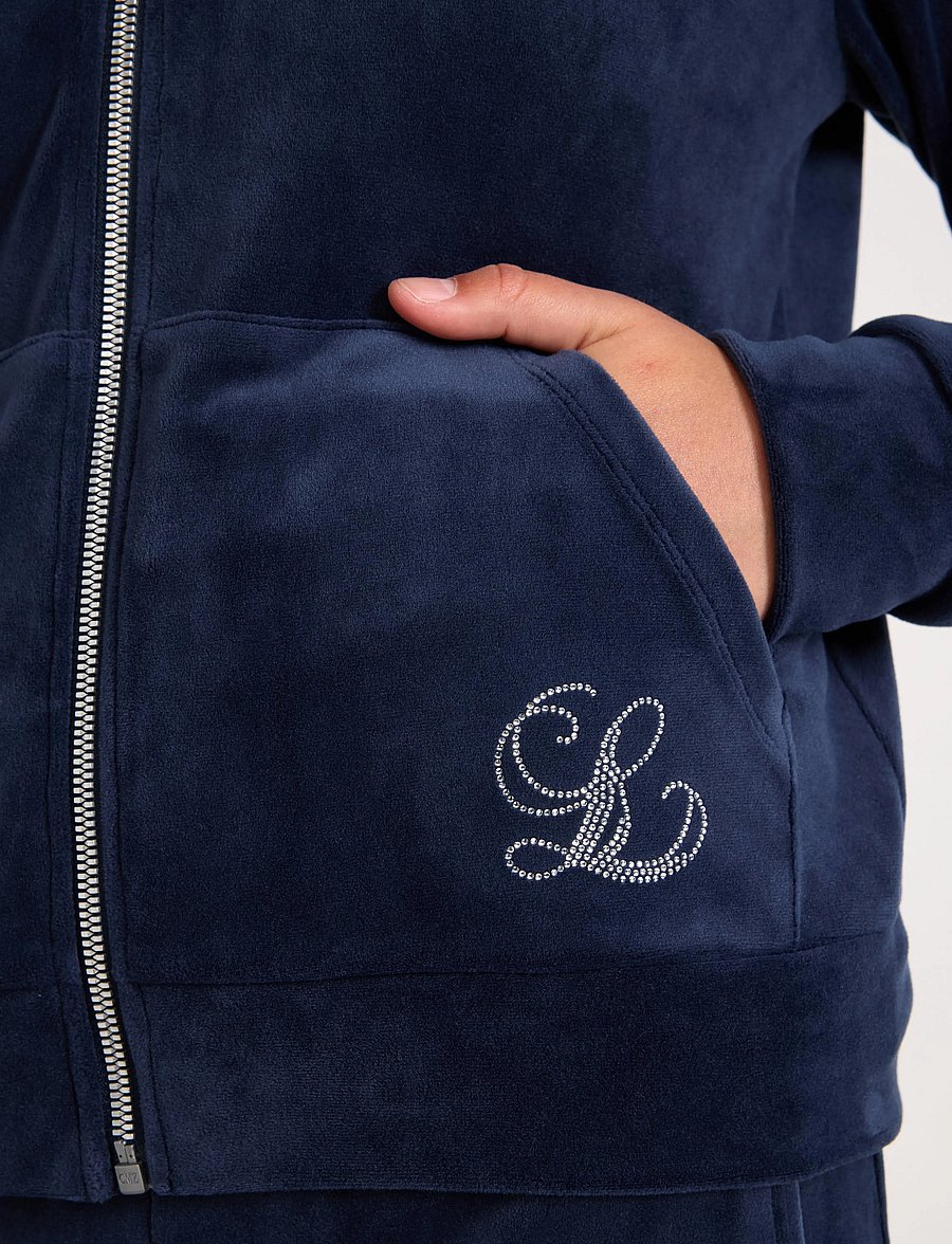Lindex - Hettegenser i velur - kapuzenpullover - navy - 4