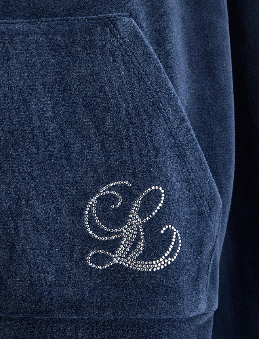 Lindex - Hettegenser i velur - kapuzenpullover - navy - 5