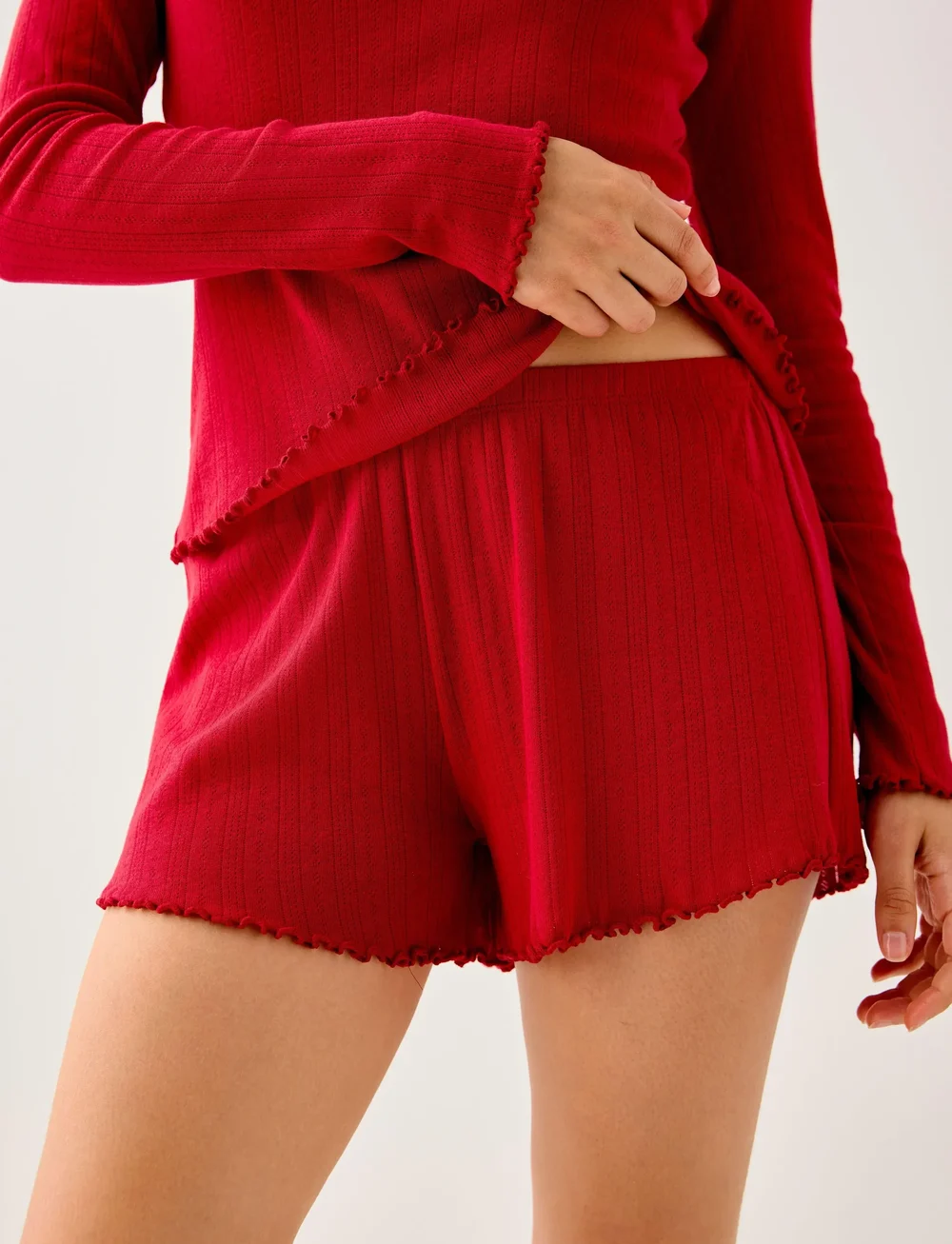 Lindex - Pyjamas set pointelle with let - pyjamas - red - 4