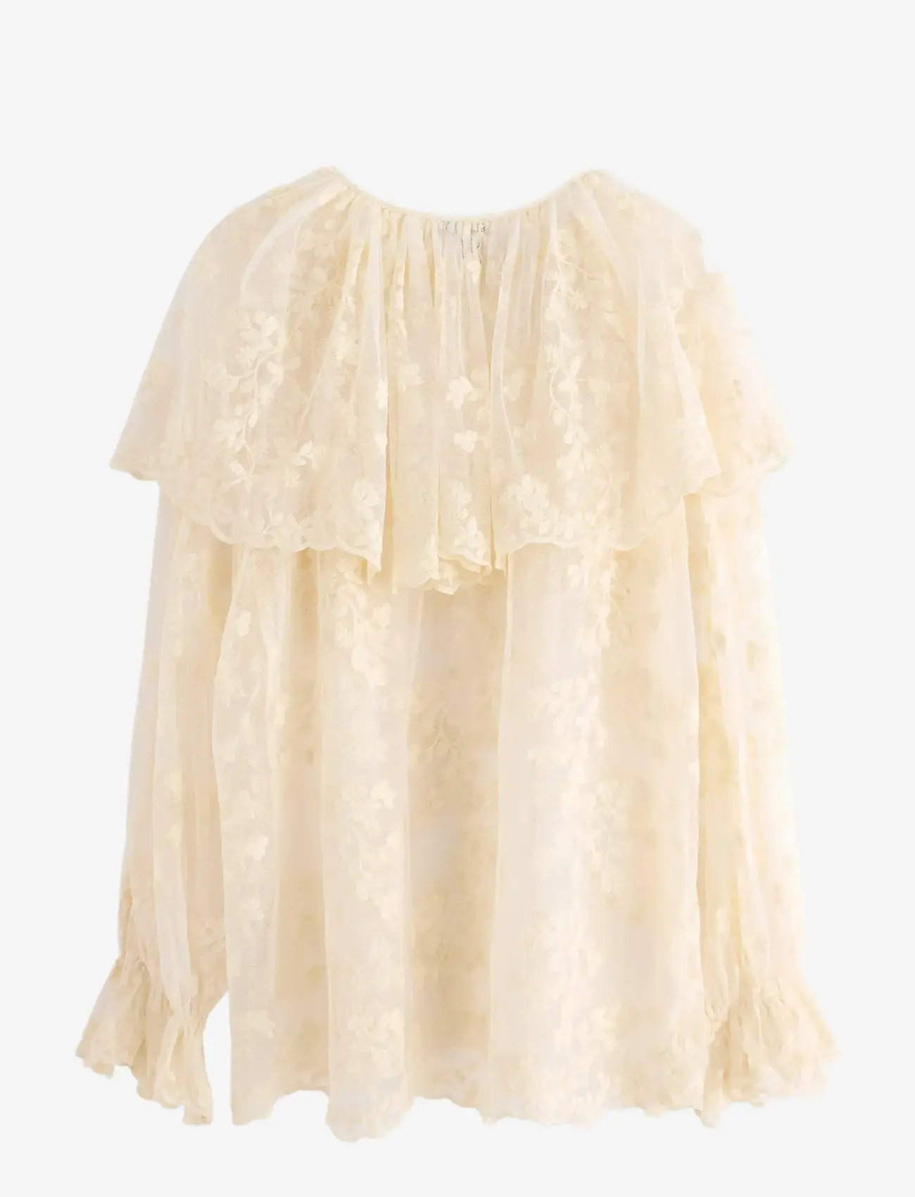 Lindex - Bluse i blonde - langærmede bluser - off white - 1