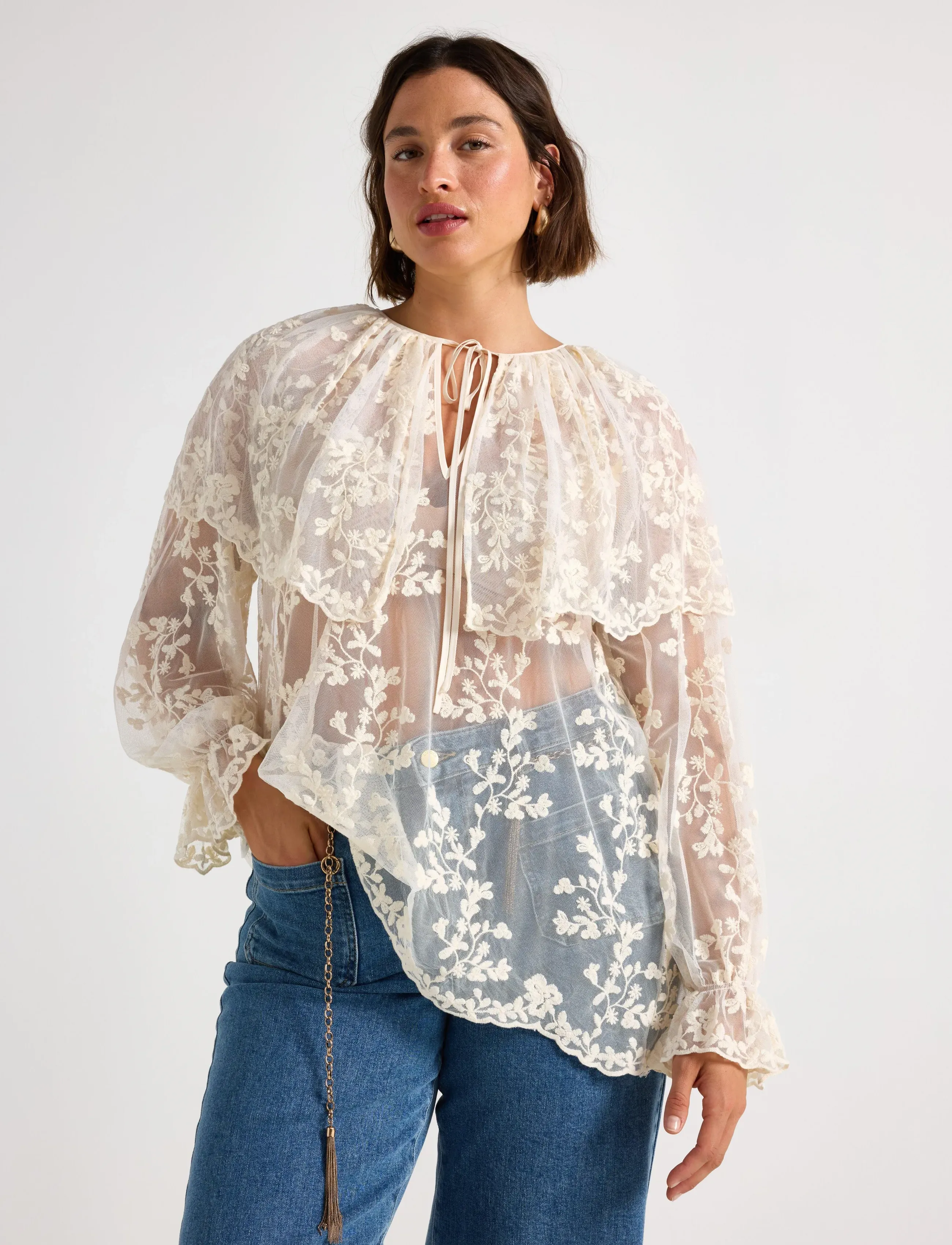 Lindex Bluse i blonde - Kläder - OFF WHITE / cream