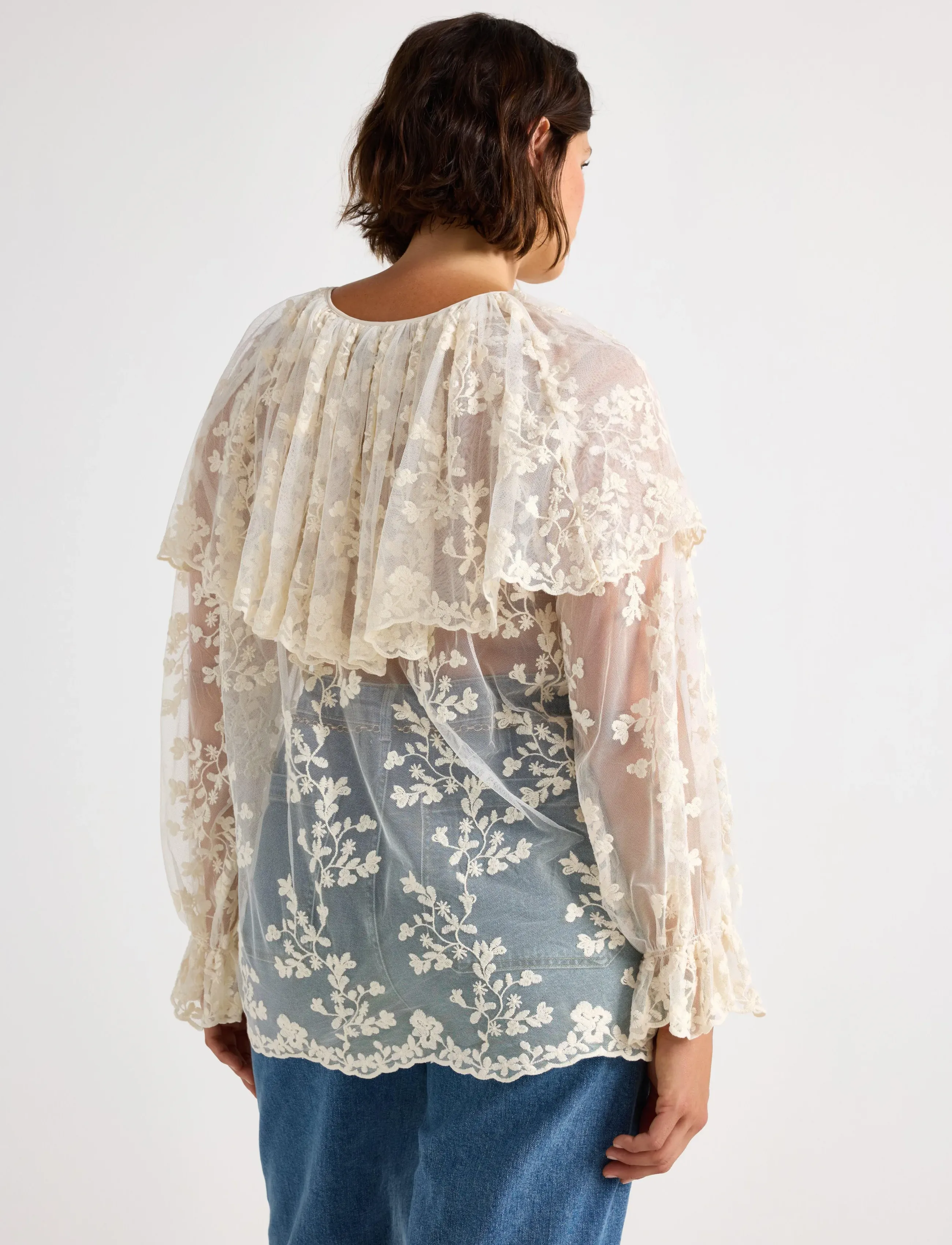 Lindex - Bluse i blonde - langärmelige blusen - off white - 3