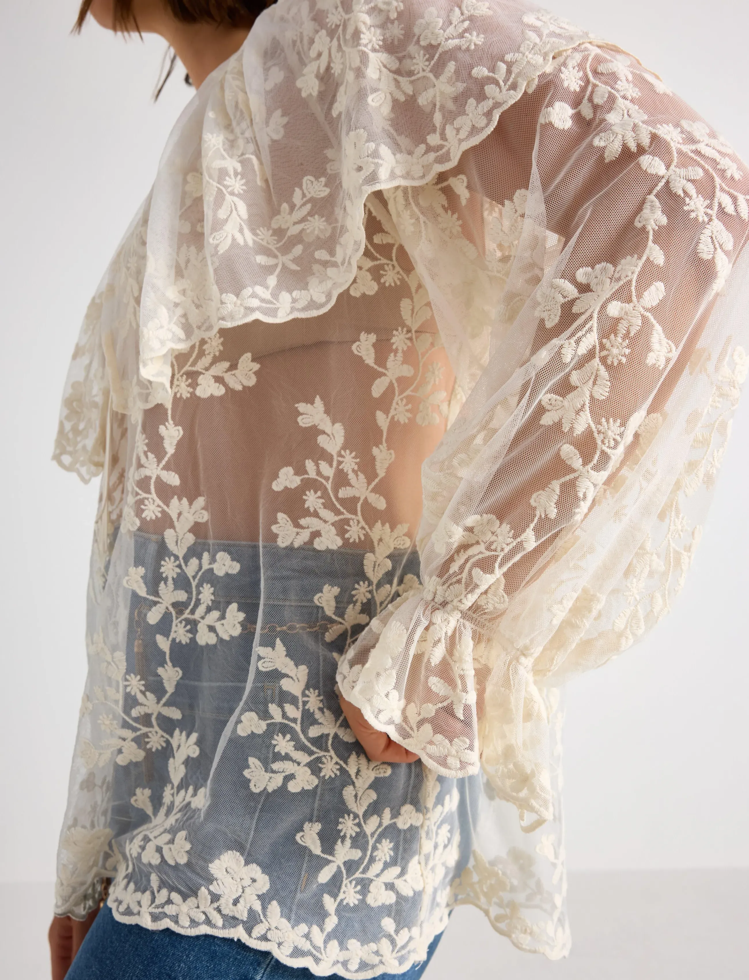 Lindex - Bluse i blonde - langärmelige blusen - off white - 4