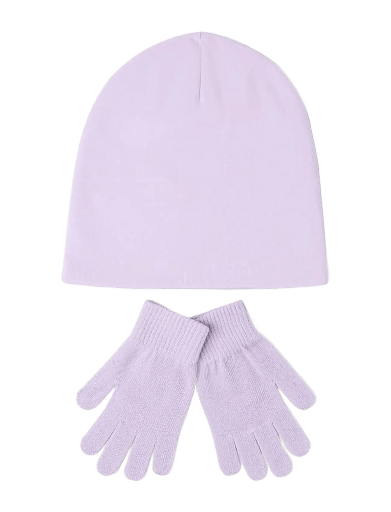 Lindex - Jersey beanie and magic gloves - beanies - light lilac - 1