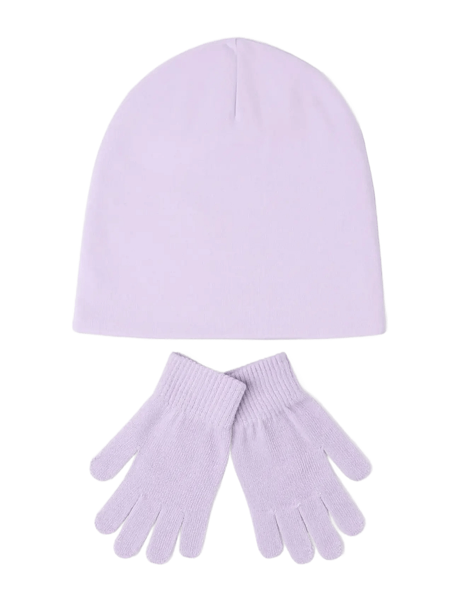 Lindex - Jersey beanie and magic gloves - beanies - light lilac - 1