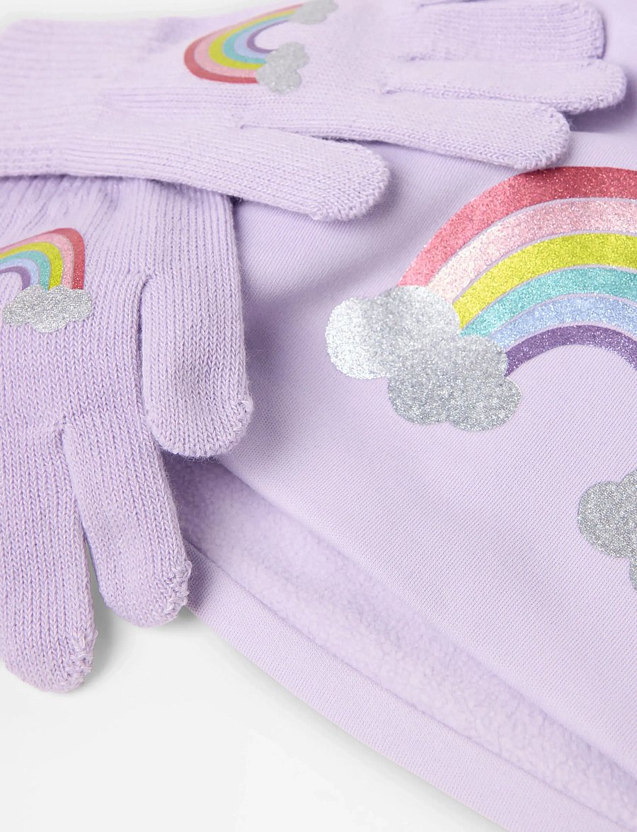 Lindex - Jersey beanie and magic gloves - beanies - light lilac - 2