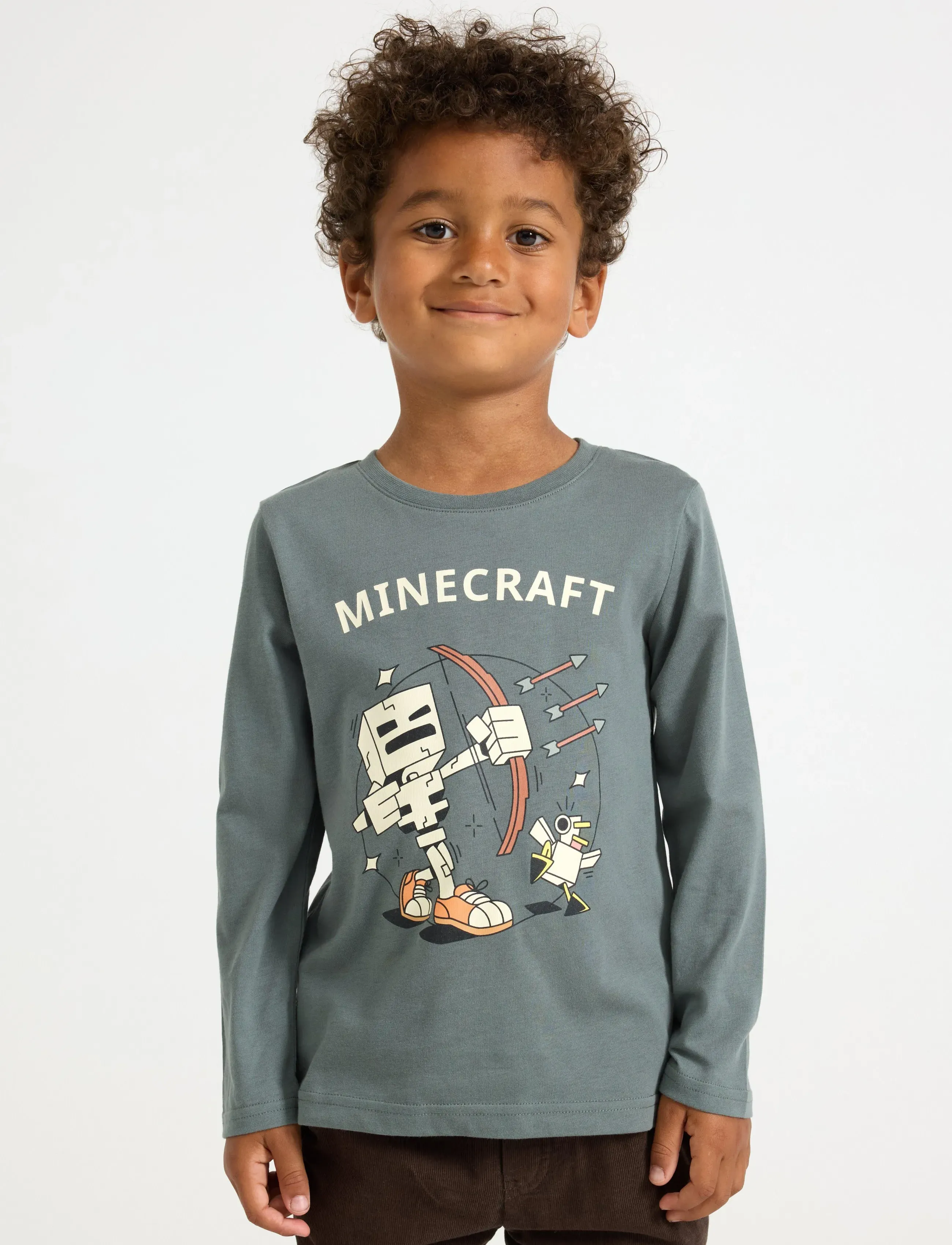 Lindex Minecraft Top, Børn, Minecraft Langærmet Top, Grøn, Str: 104