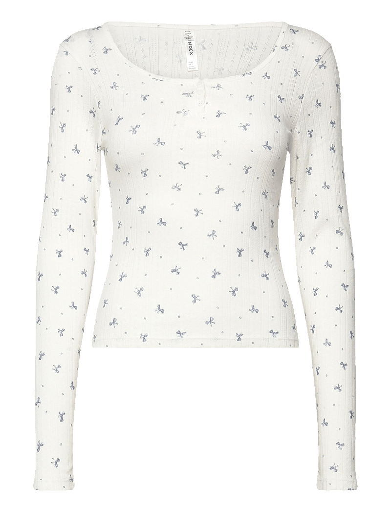 Lindex - Top henley pointelle - oberteile - light white - 1