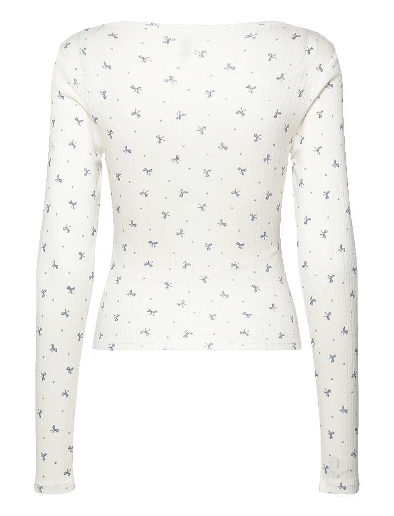 Lindex - Top henley pointelle - oberteile - light white - 2