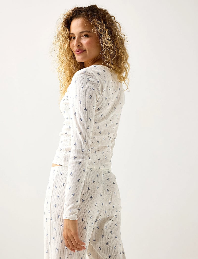 Lindex - Top henley pointelle - oberteile - light white - 3