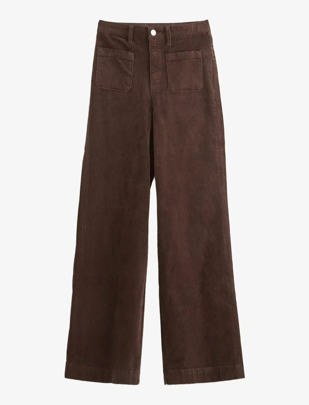 Lindex - WIDE manchesterbyxa med hög midja - vida byxor - dark brown - 1