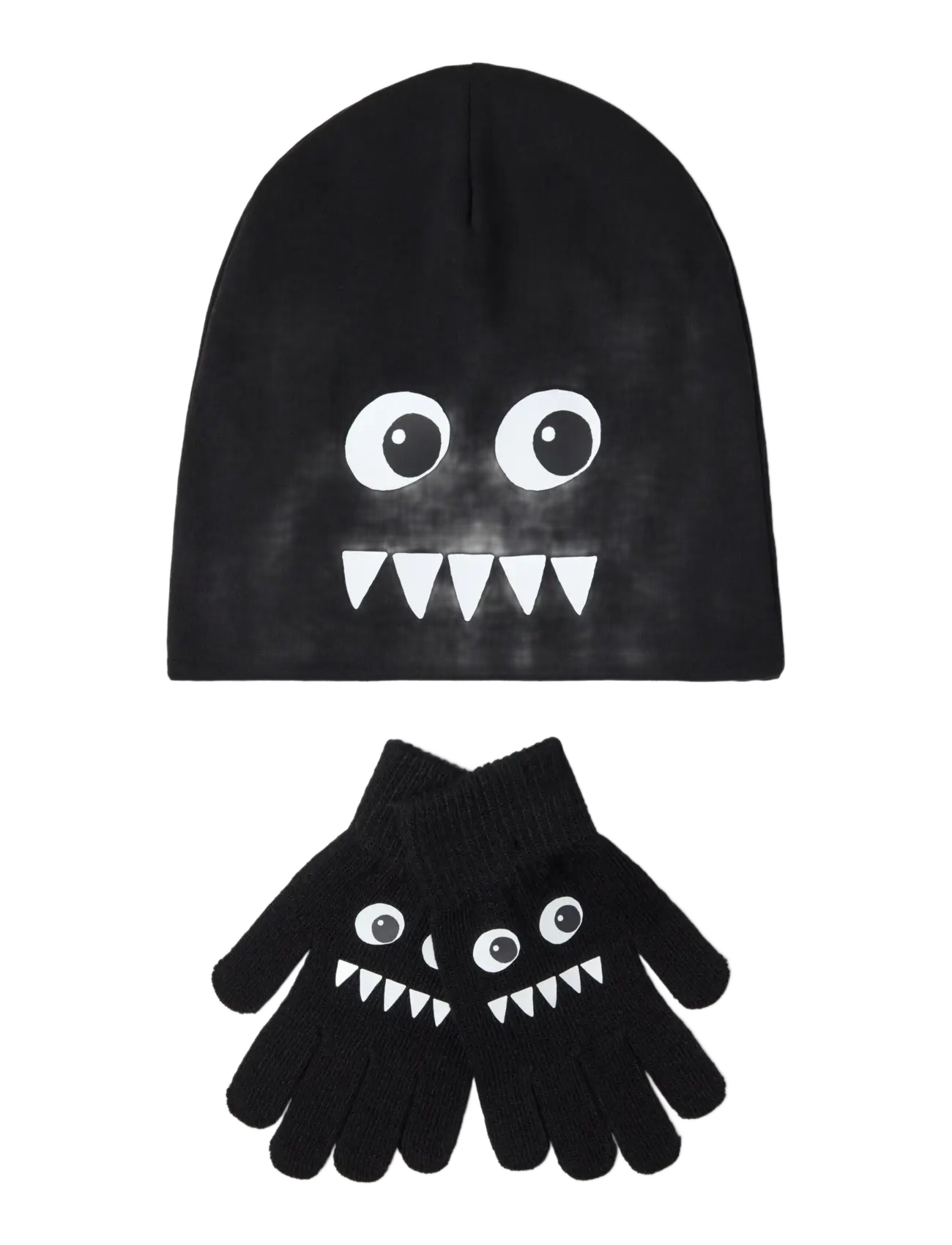 Lindex Jersey Beanie And Magic Gloves, 8-10, Hats, Schwarz - Beanie, Kinder