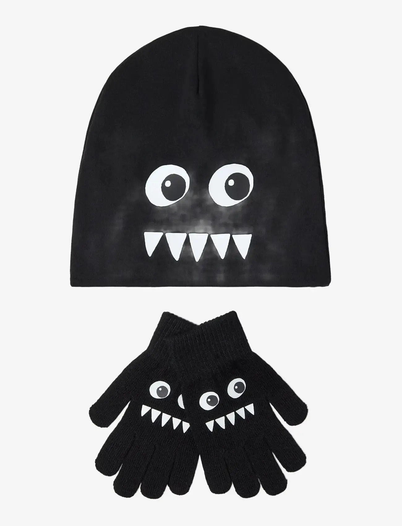Lindex - Jersey beanie and magic gloves - kindad - black - 0