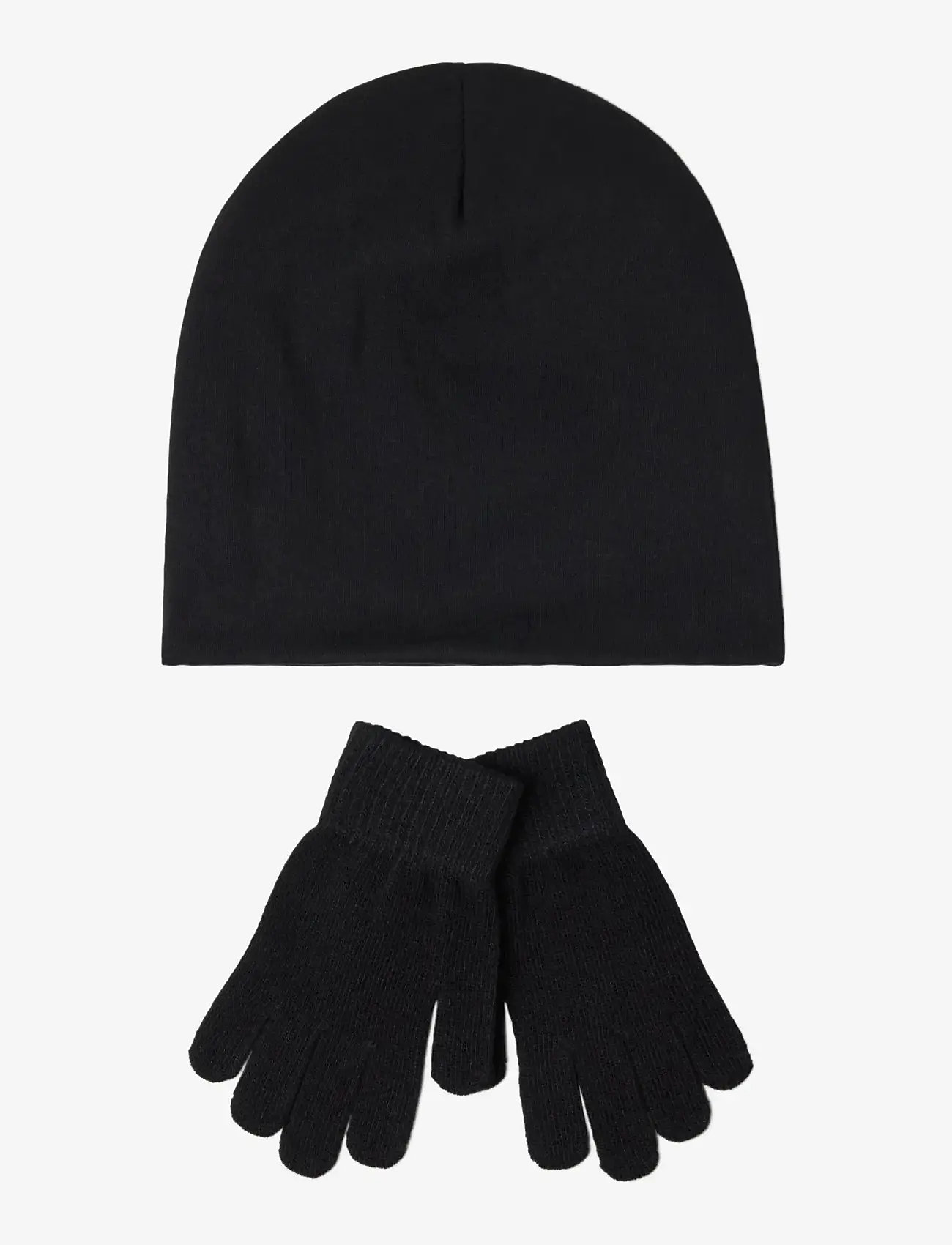 Lindex - Jersey beanie and magic gloves - kindad - black - 1