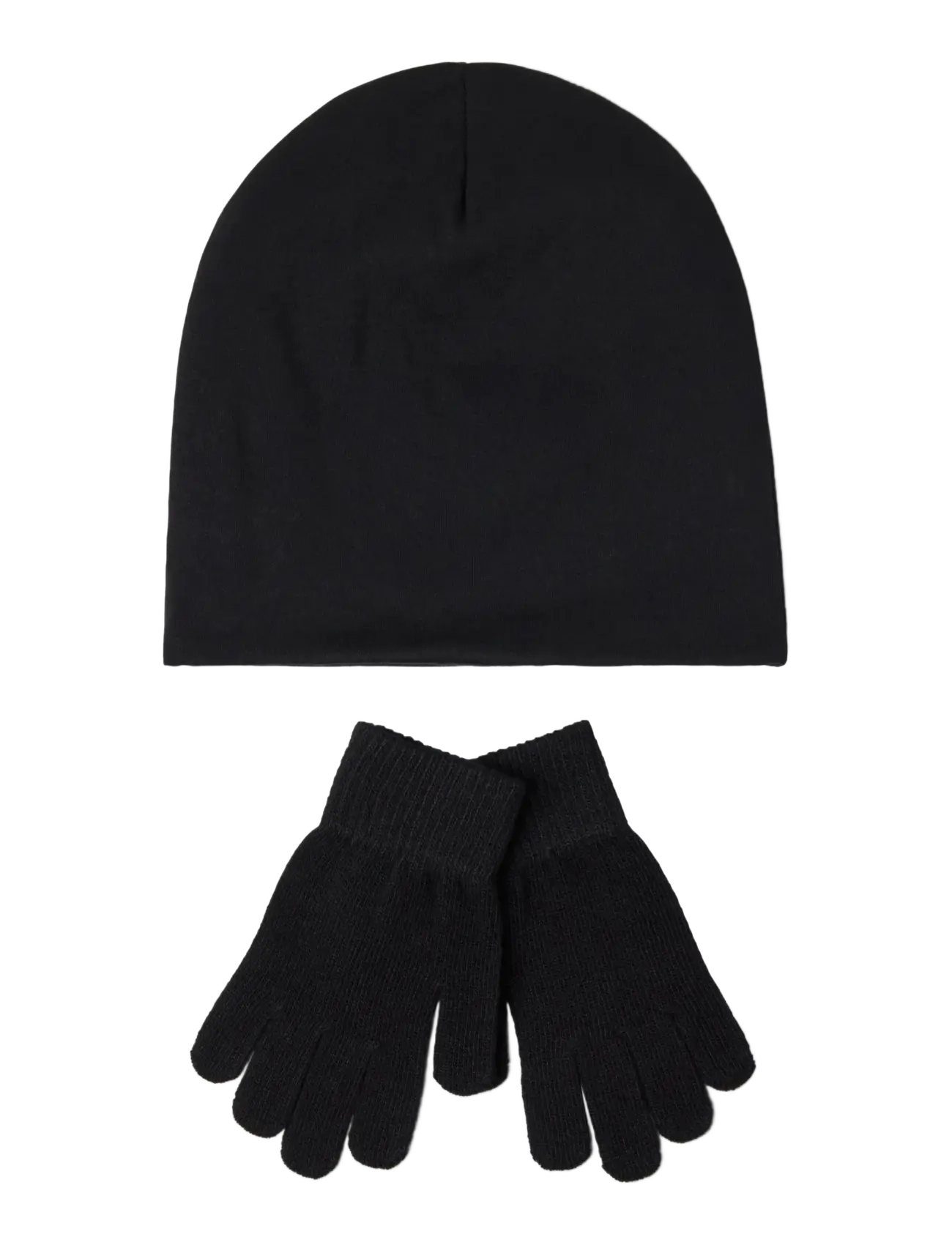 Lindex - Jersey beanie and magic gloves - gloves - black - 1