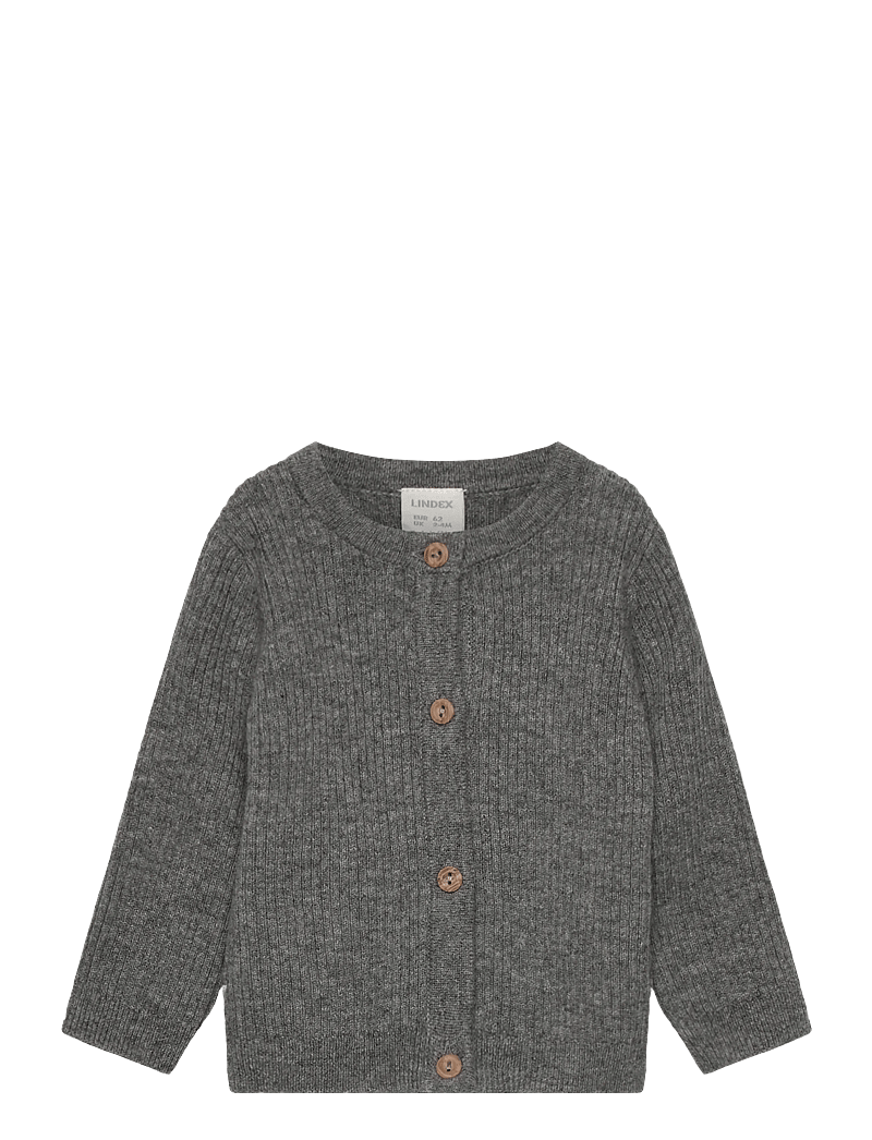 Lindex - Cardigan rib wool - cardigans - grey melange - 0
