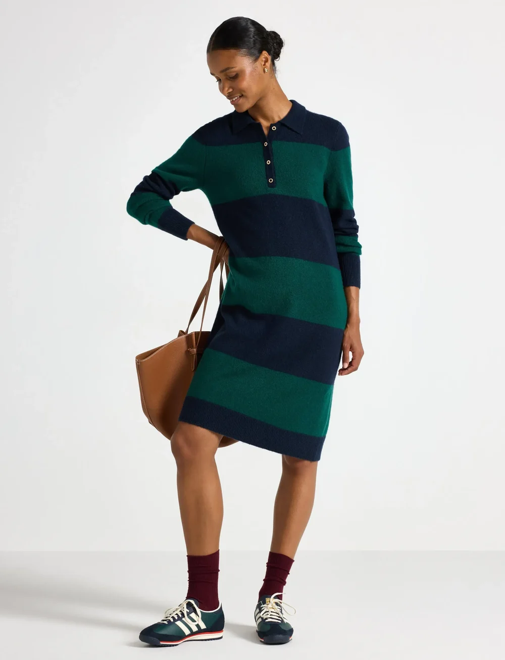 Lindex - Finstickad miniklänning - strikkjoler - dark green - 0