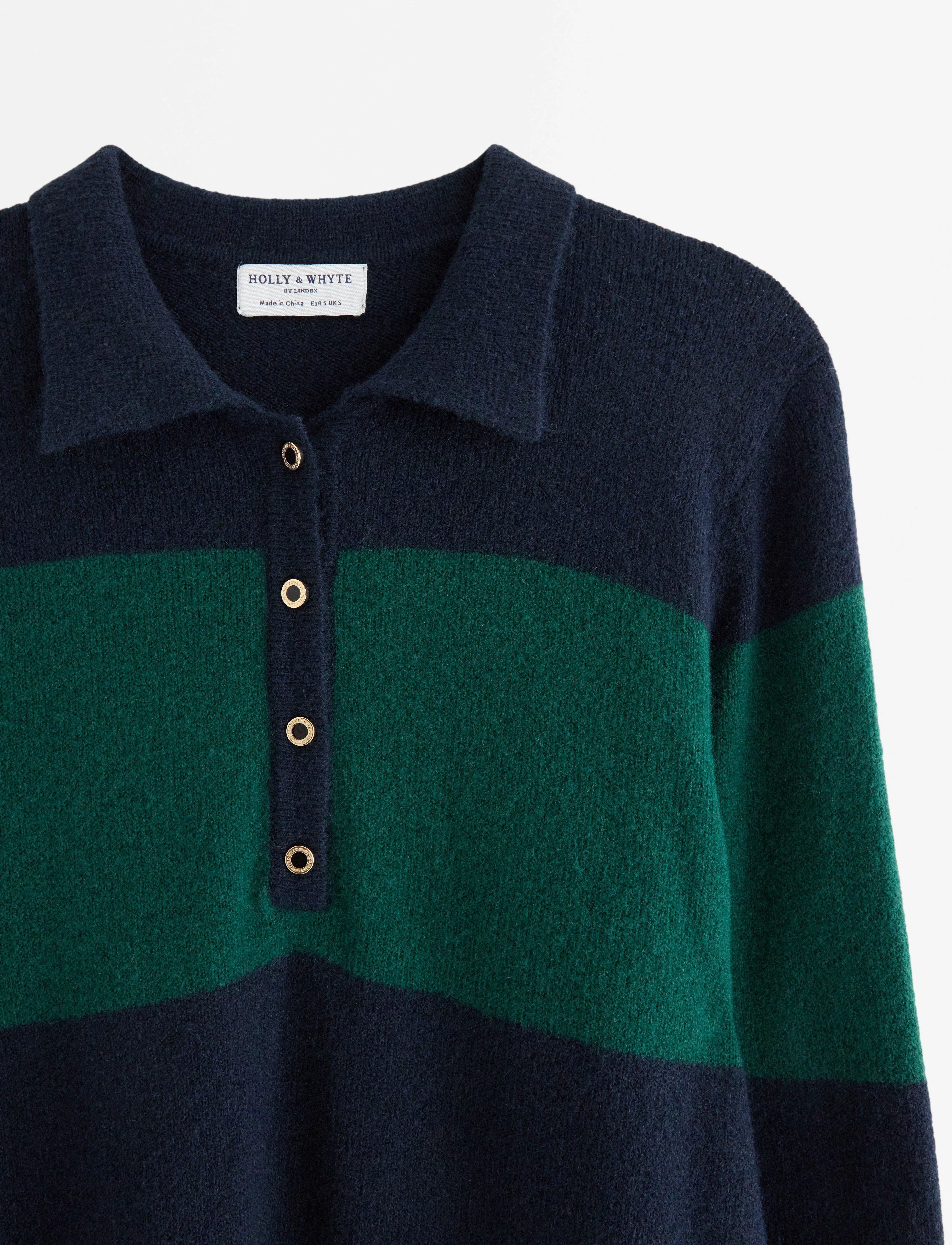 Lindex - Finstickad miniklänning - strikkjoler - dark green - 5