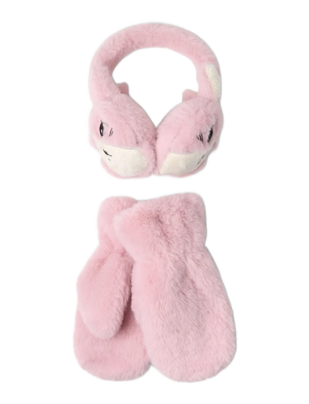 Lindex Fake Fur Mittens And Earmuffs, 2-3, Accessories, Rosa - Winter Accessory Set, Kinder