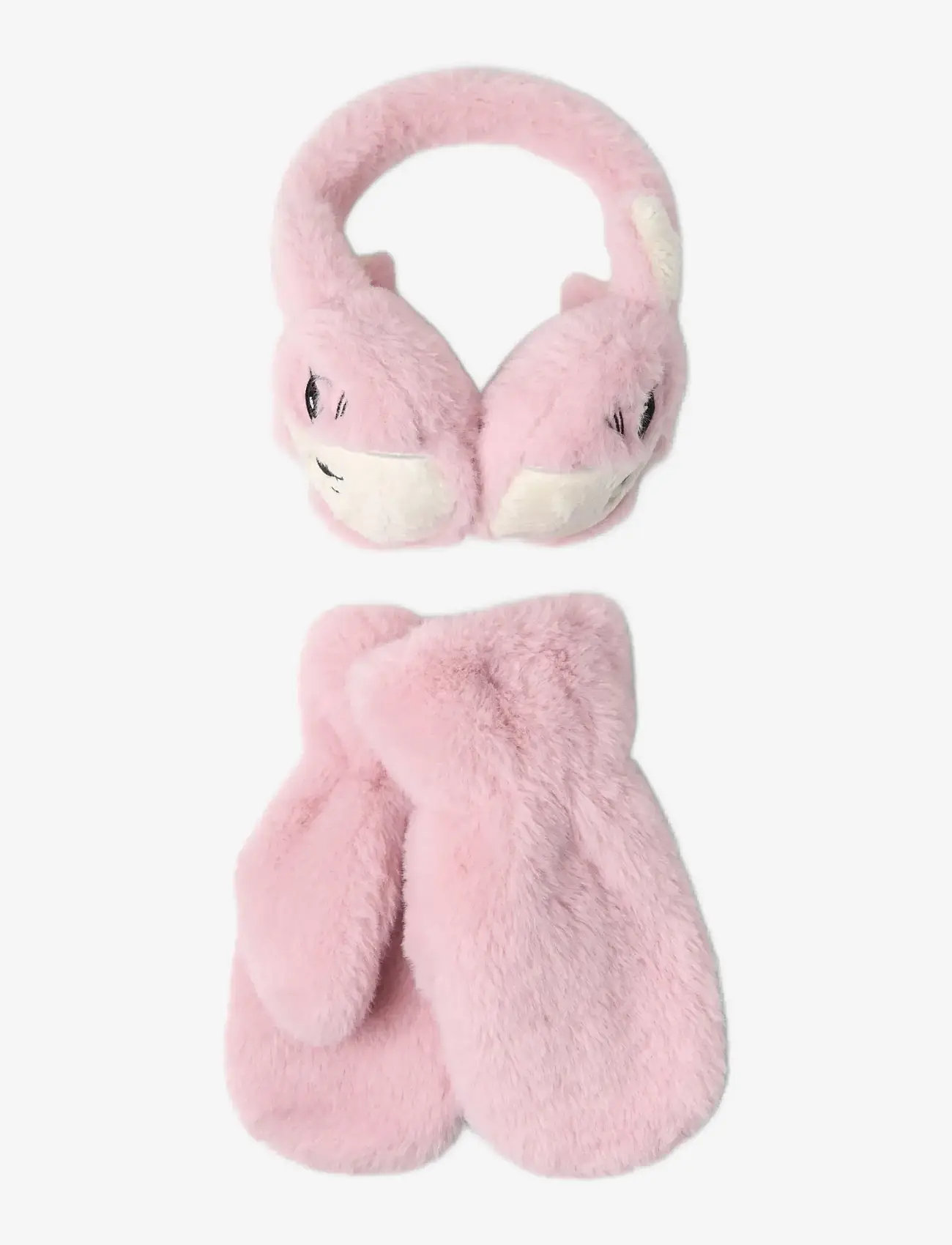Lindex - Fake fur mittens and earmuffs - winter-accessoire-set - dusty pink - 0
