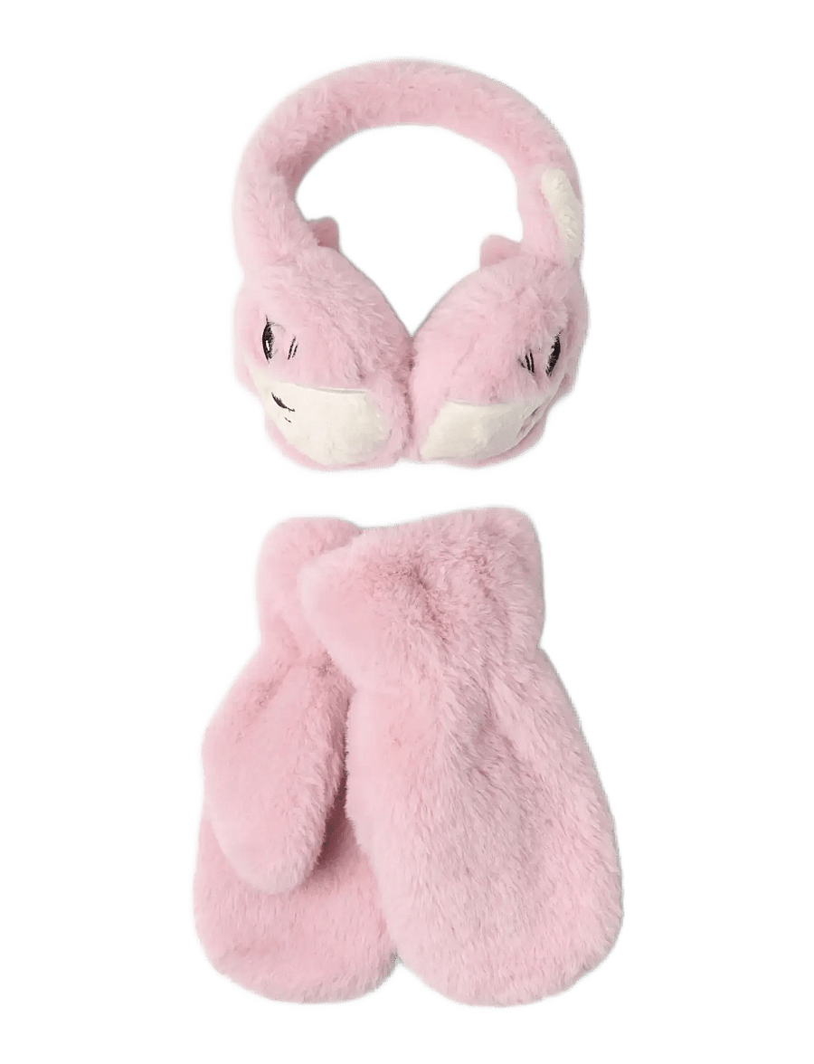 Lindex - Fake fur mittens and earmuffs - talveaksessuaaride komplektid - dusty pink - 0