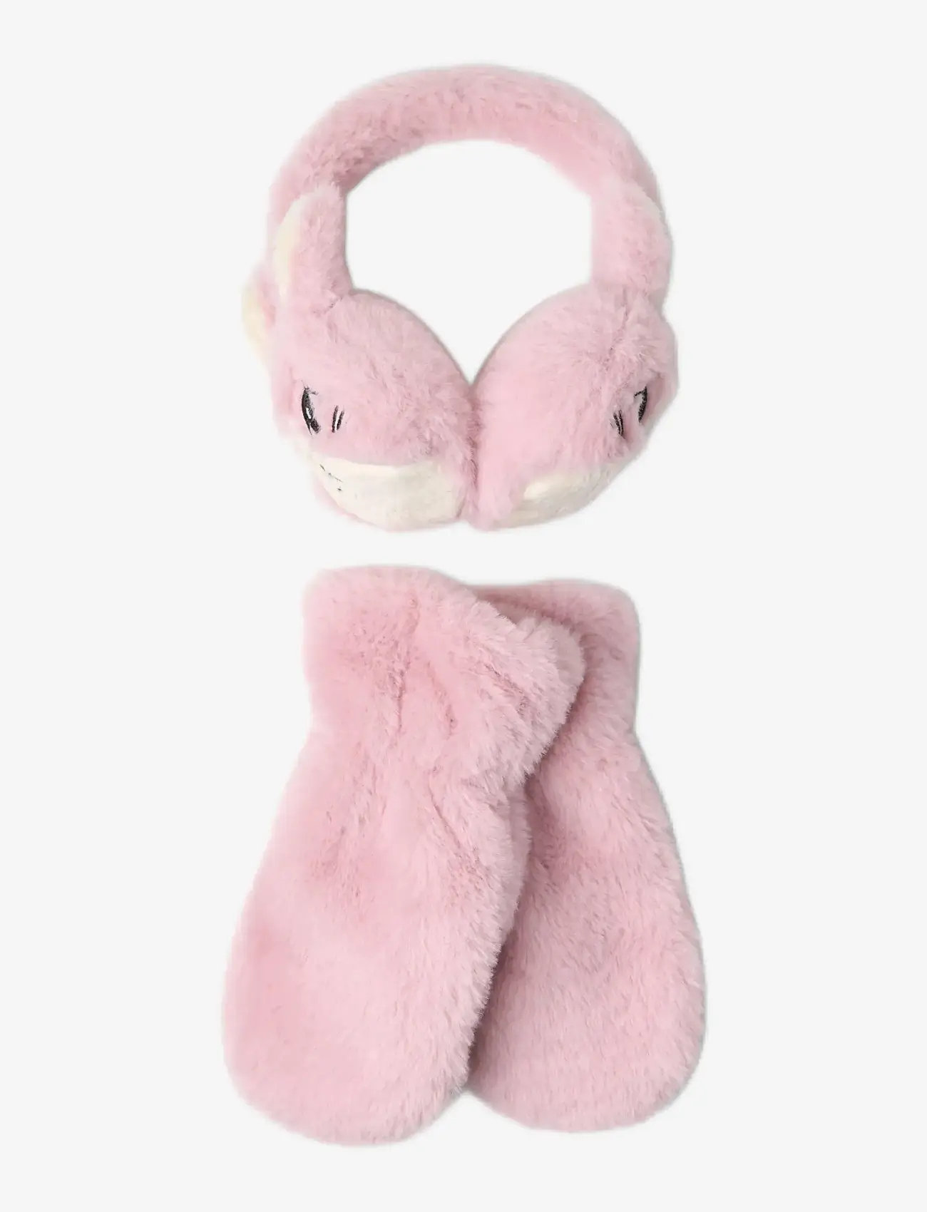 Lindex - Fake fur mittens and earmuffs - winter-accessoire-set - dusty pink - 1