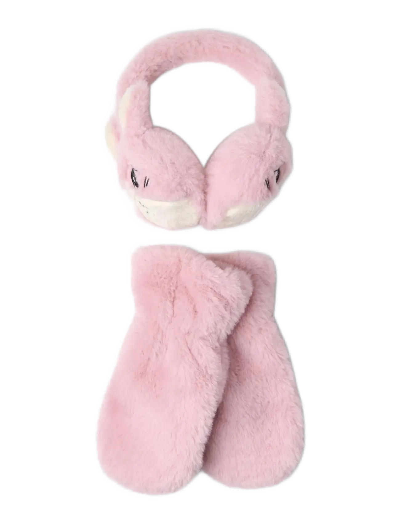 Lindex - Fake fur mittens and earmuffs - winter-accessoire-set - dusty pink - 1