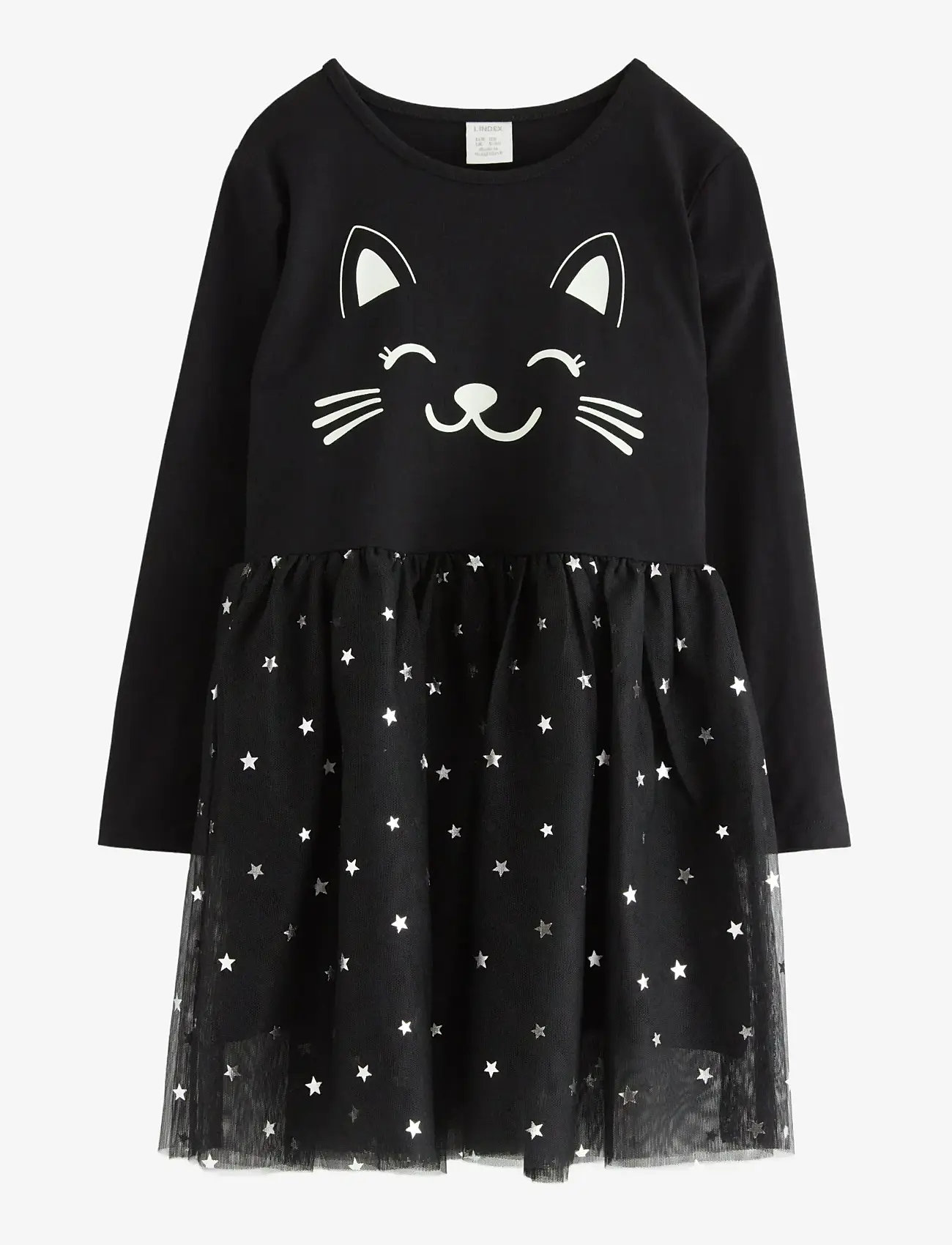 Lindex - Dress mesh skirt cat face - pikkade varrukatega vabaaja kleidid - black - 0