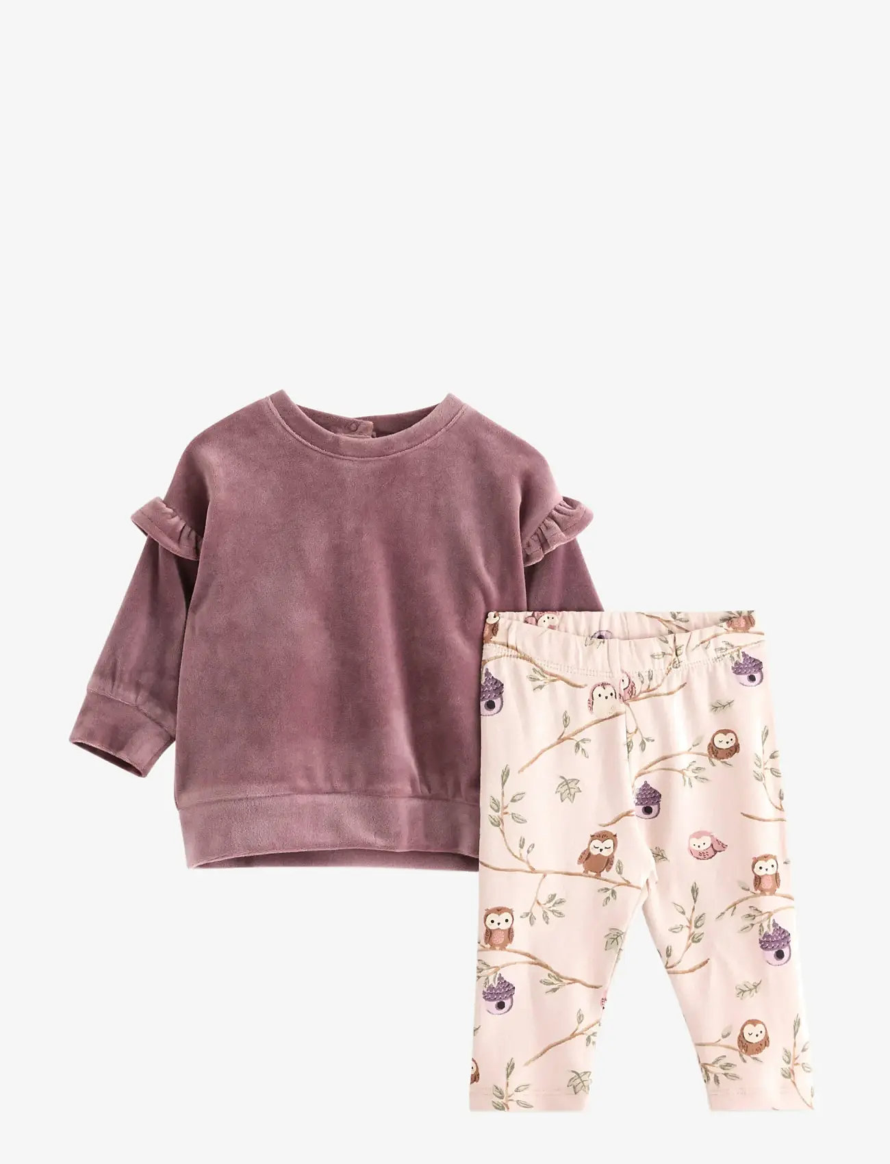 Lindex - Set Sweater velour and legging - sæt med langærmet t-shirt - dusty lilac - 0