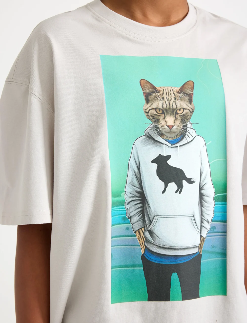 Lindex - T shirt photoprint animal - kurzärmelige - light grey - 4