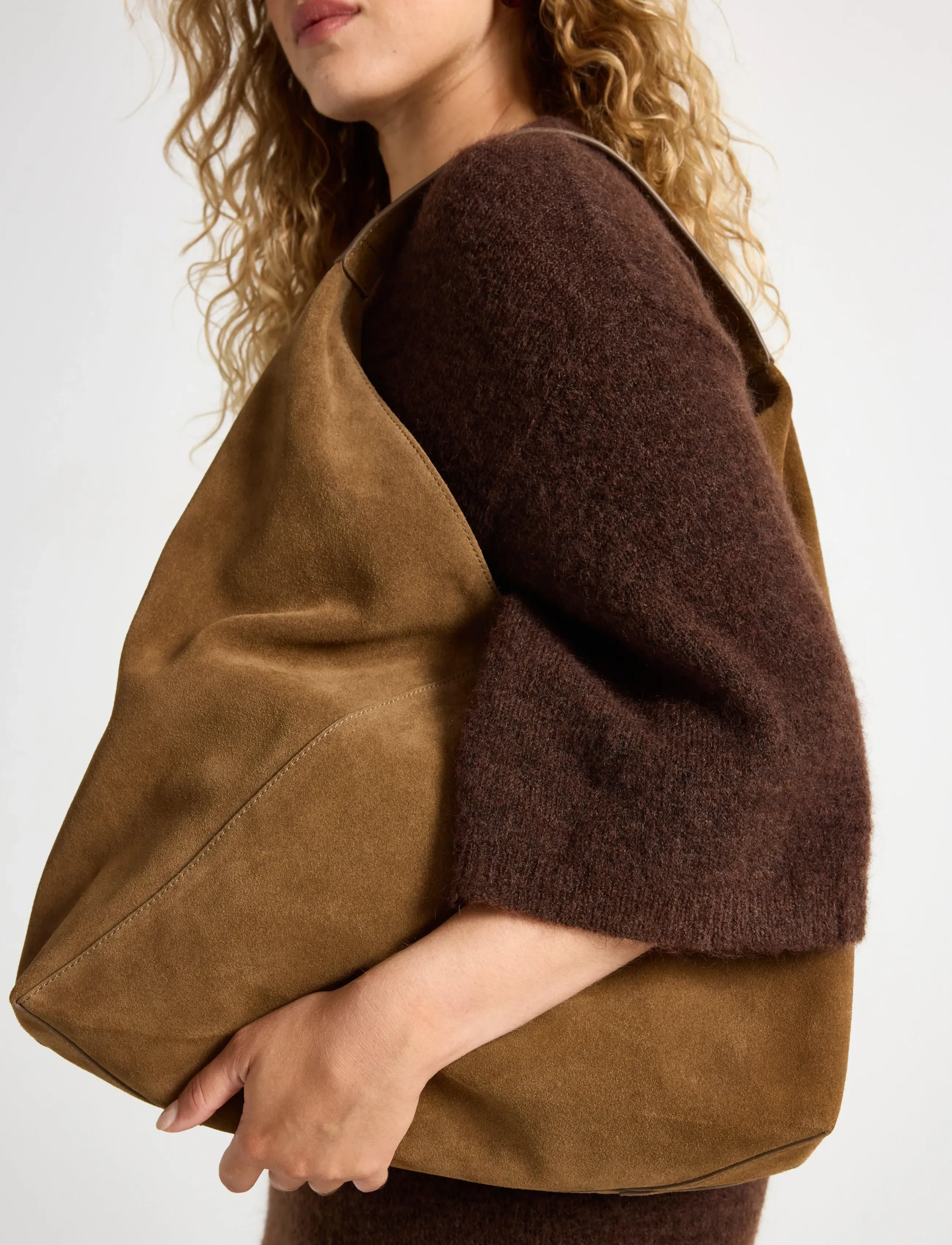 Lindex Large shopper in suede - Taschen - BROWN / brown