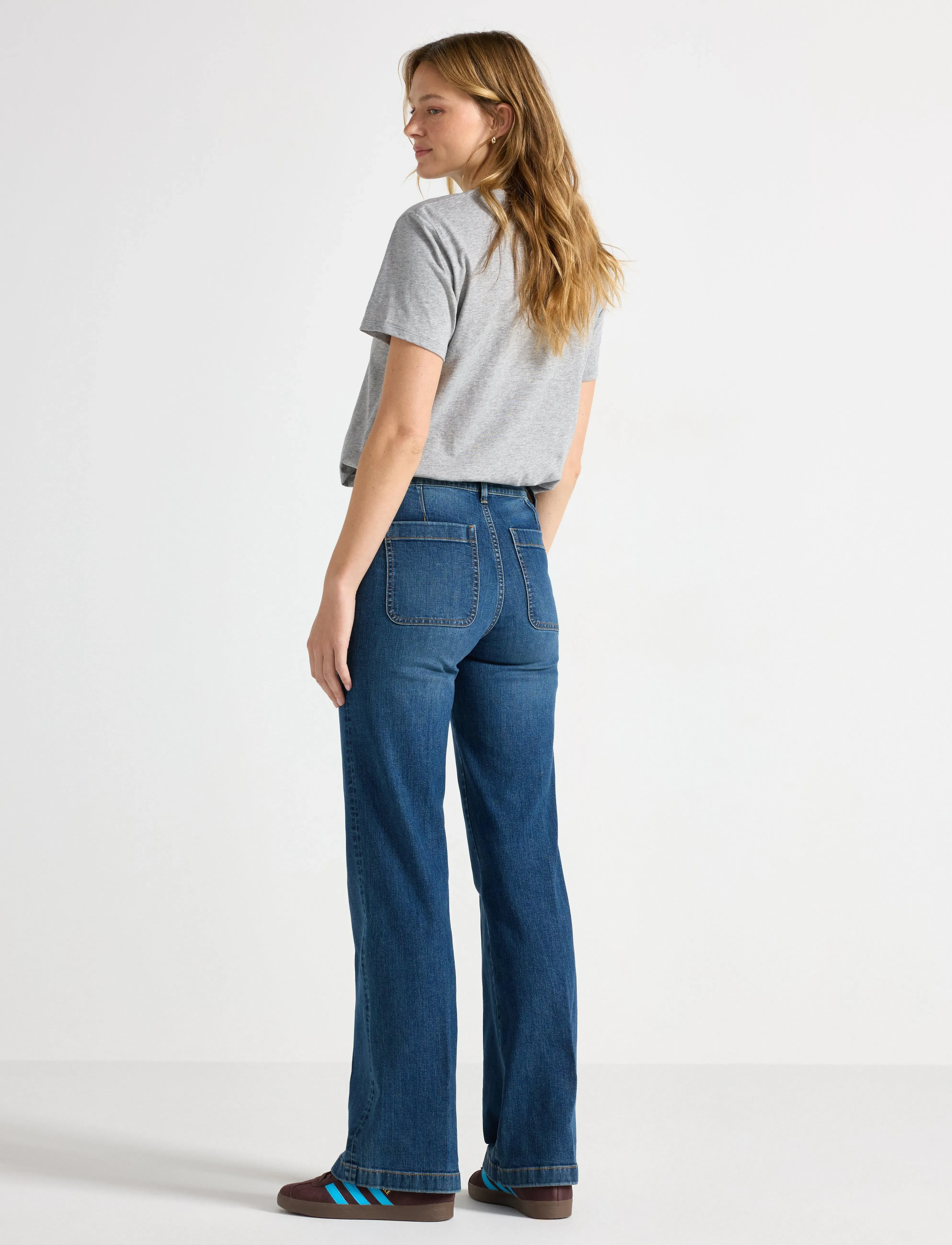 Lindex - WIDE stretch jeans med brede bein - hosen mit weitem bein - medium denim - 3