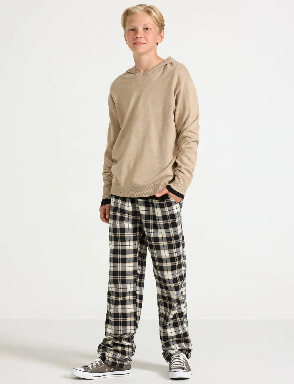 Lindex - Trousers pyjama flannel - schlafanzüge - black - 0