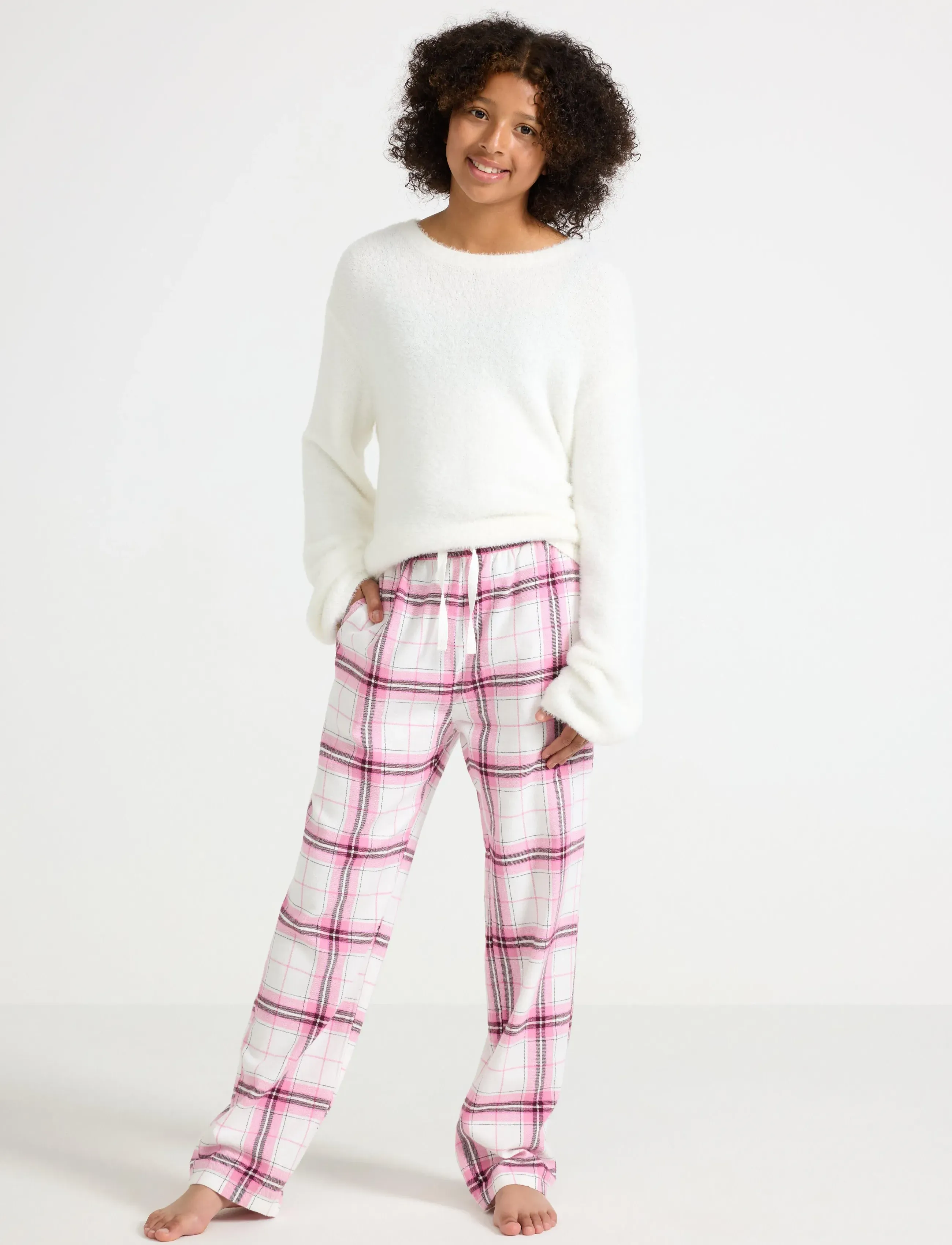 Lindex Pyjama Trousers In Flannel, 128, Pink, Pyjamas > Pyjamasbukser, Børn
