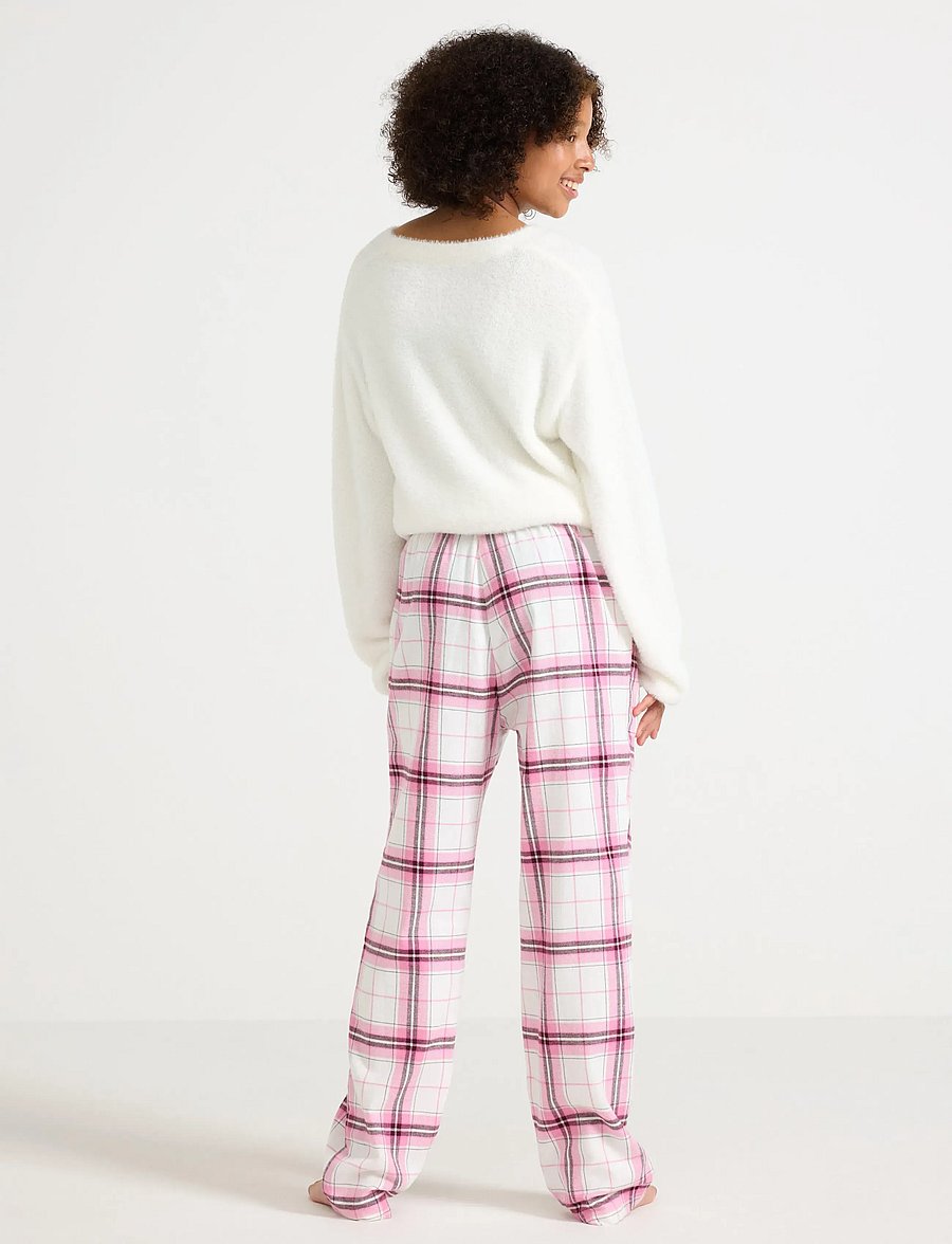 Lindex - Pyjama trousers in flannel - schlafanzüge - pink - 3