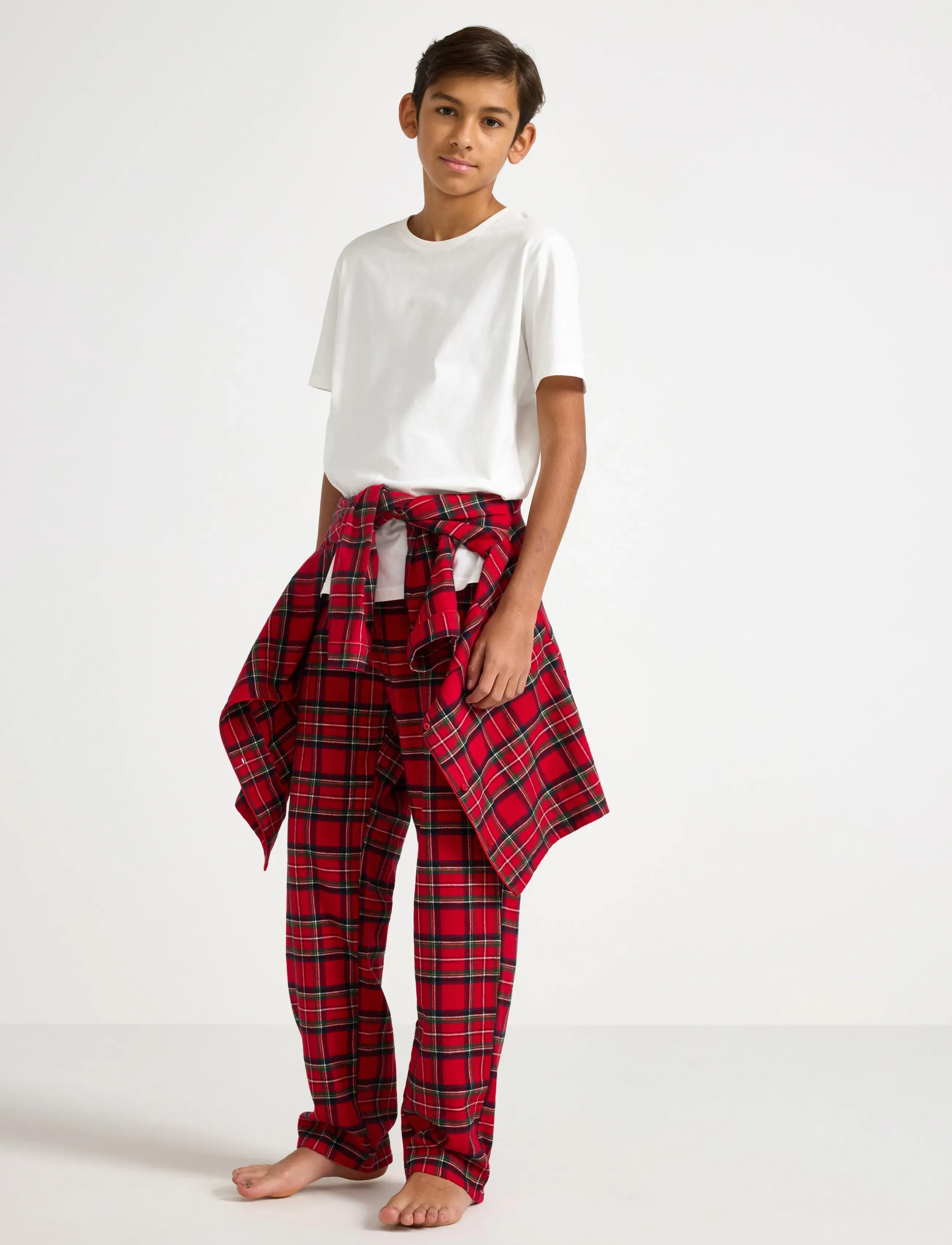 Lindex Pyjamasset I Flanell, 170, Red, Pyjamas > Pyjamas-Sæt, Børn